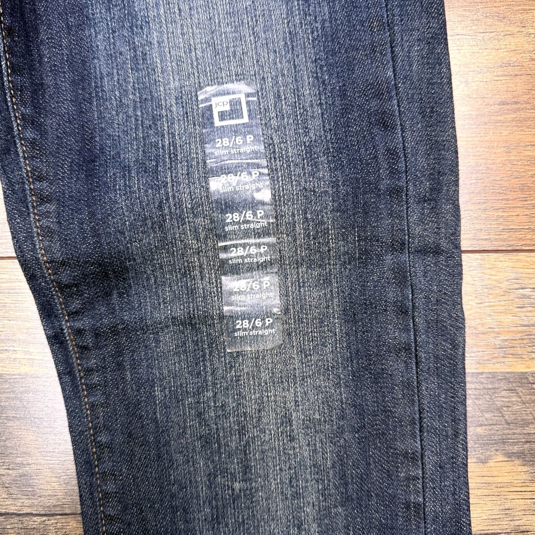 Vintage JCP Slim Straight Jeans Womens 28 6 Petite Low Rise Stretch New Denim Blue 5-Pocket Logo Jeans Mens Womens Size 28" / US 6 / IT 42 - 6 Thumbnail