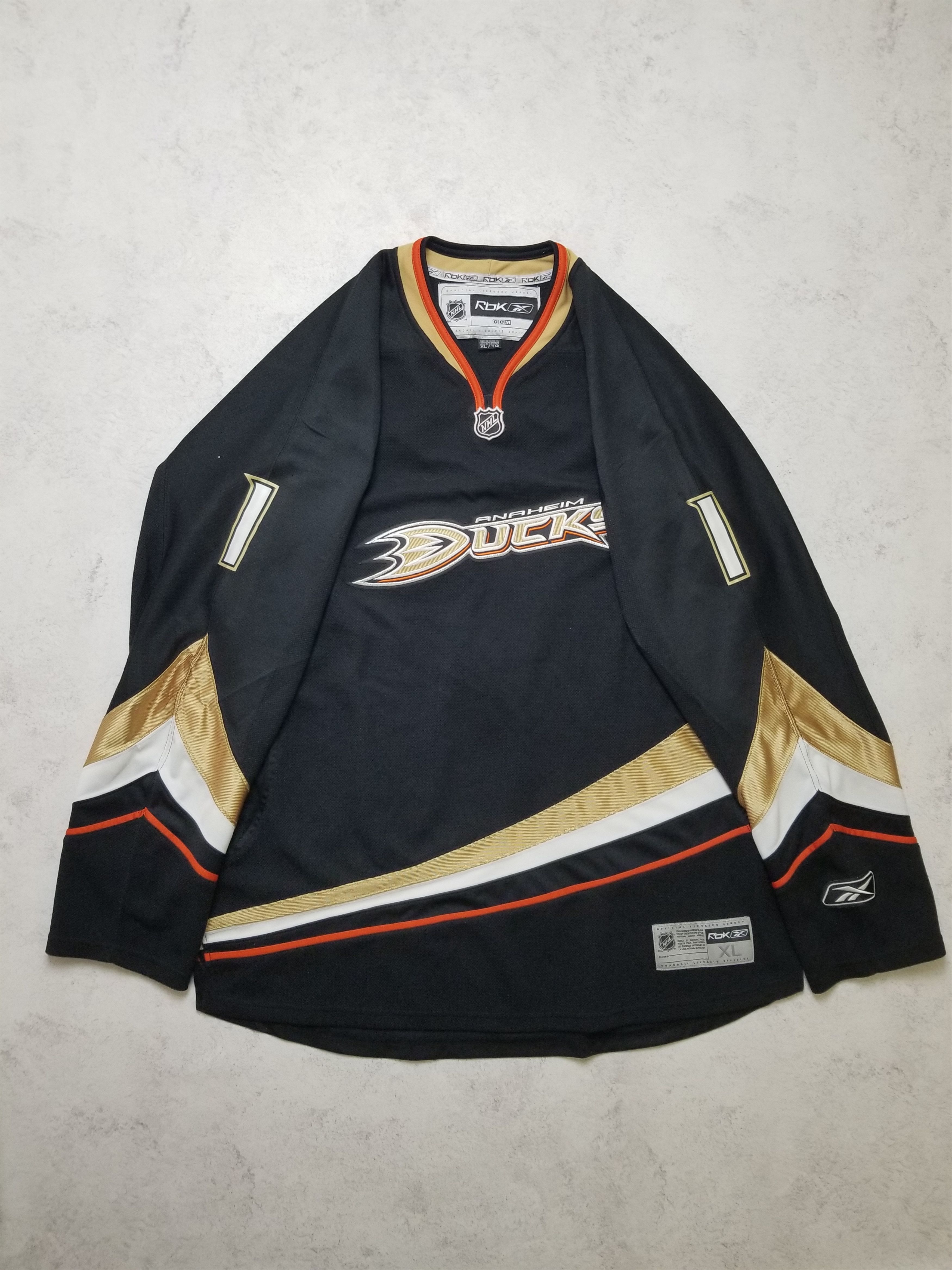Reebok Anaheim Ducks #1 Jonas Hiller Signed Autographed Jersey Size US XL / EU 56 / 4 - 14 Thumbnail
