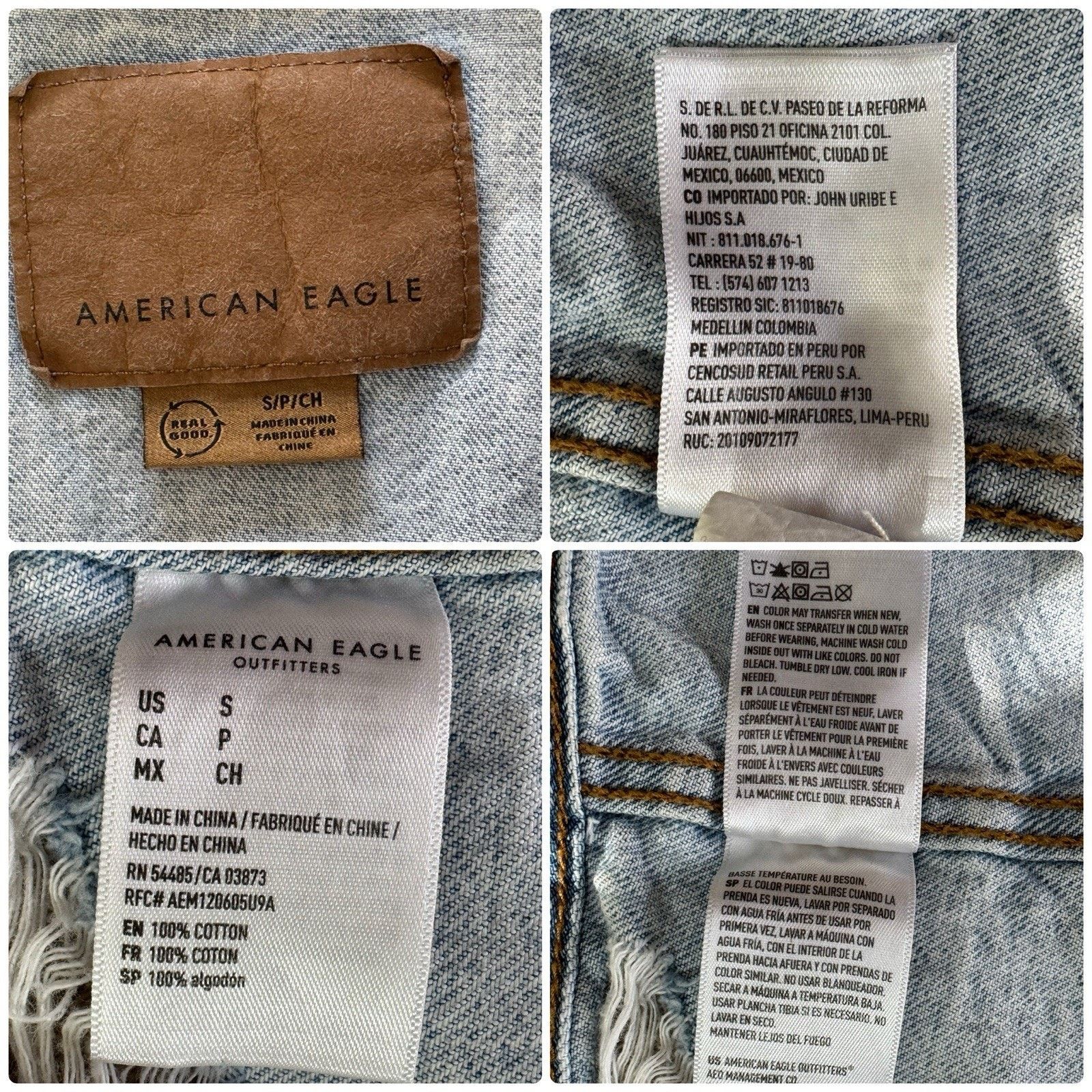 American Eagle Outfitters Japanese TIGER Sunset Retro Distressed Denim Jacket Sz SP Size XS / US 0-2 / IT 36-38 - 13 Thumbnail