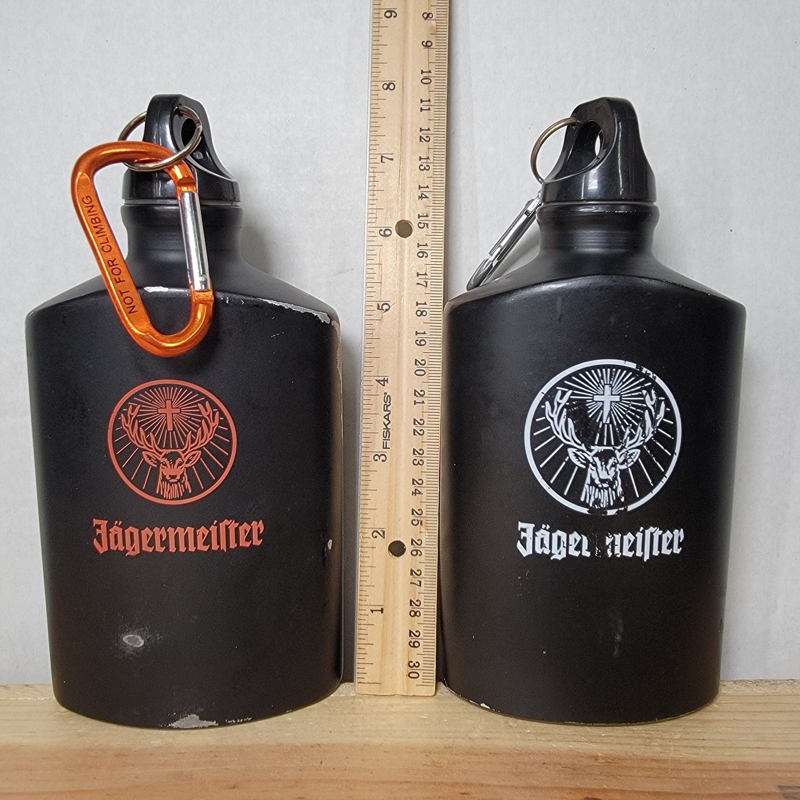 Other Set of 2 Jägermeister Black Aluminum Hip Flasks w Carabiners Size ONE SIZE - 5 Thumbnail