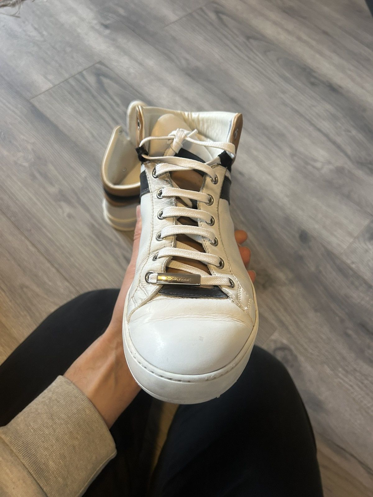 Dior Dior Homme High-Top Leather Sneakers in White and Tan Size US 8 / EU 41 - 15 Thumbnail
