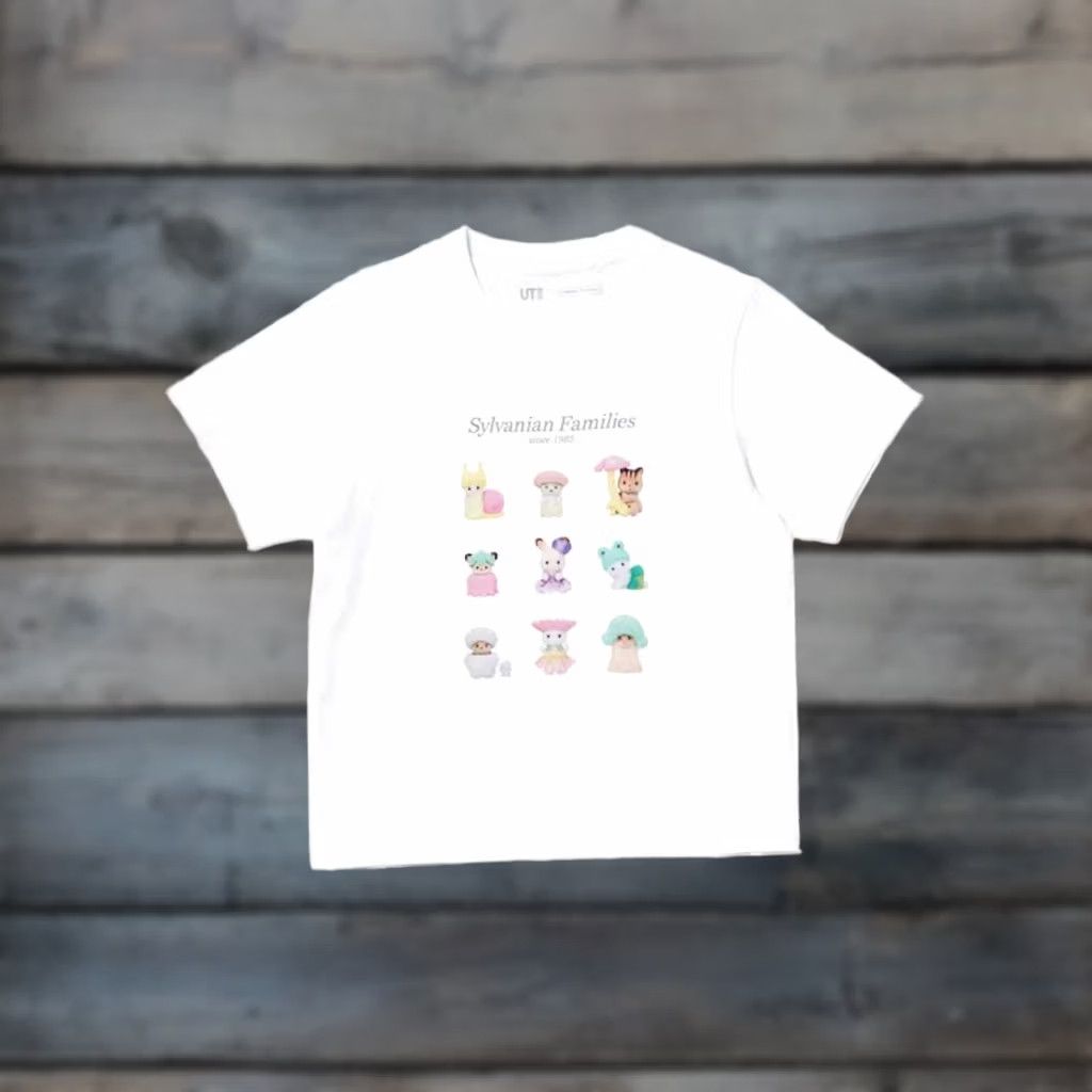 Uniqlo Ut T-Shirt Adult 1XL Gray Sylvanian Families Calico Critters Graphic Print, Men's