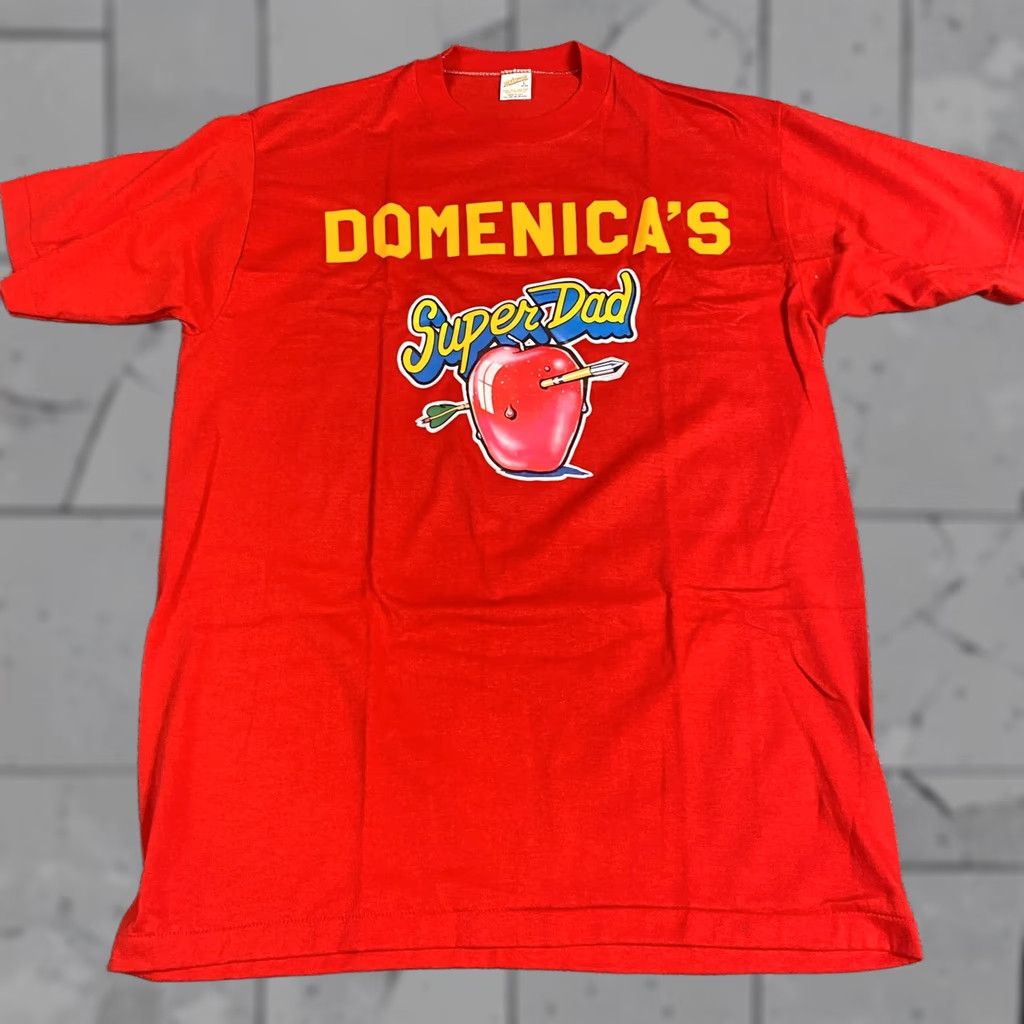 Vintage VINTAGE Super Dad T-shirt M Red American Vintage Shirt Mens 70s Single Stitch DOMENICA's Size US M / EU 48-50 / 2 - 1 Thumbnail