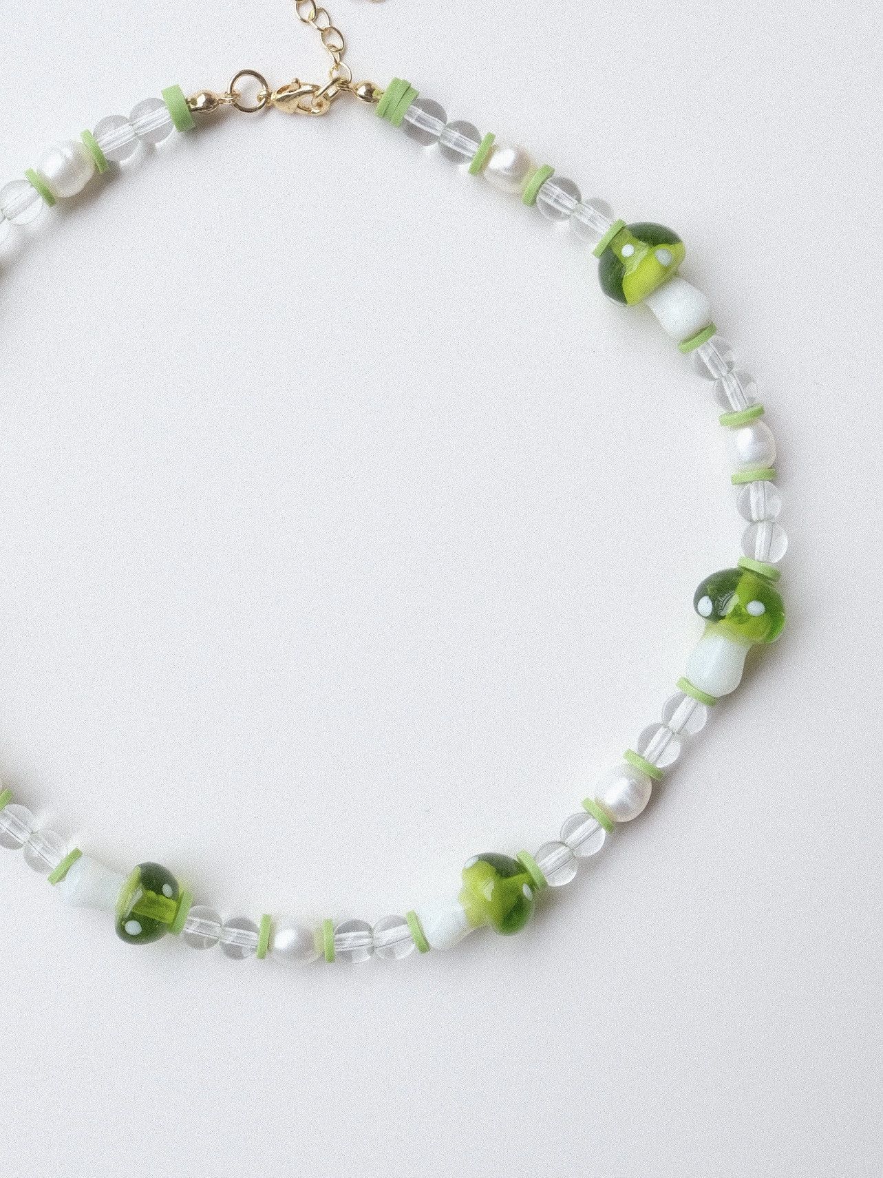 Japanese Brand Pearls & Lampworked Mushroom Summer Handmade Beaded Necklace Size ONE SIZE - 5 Thumbnail