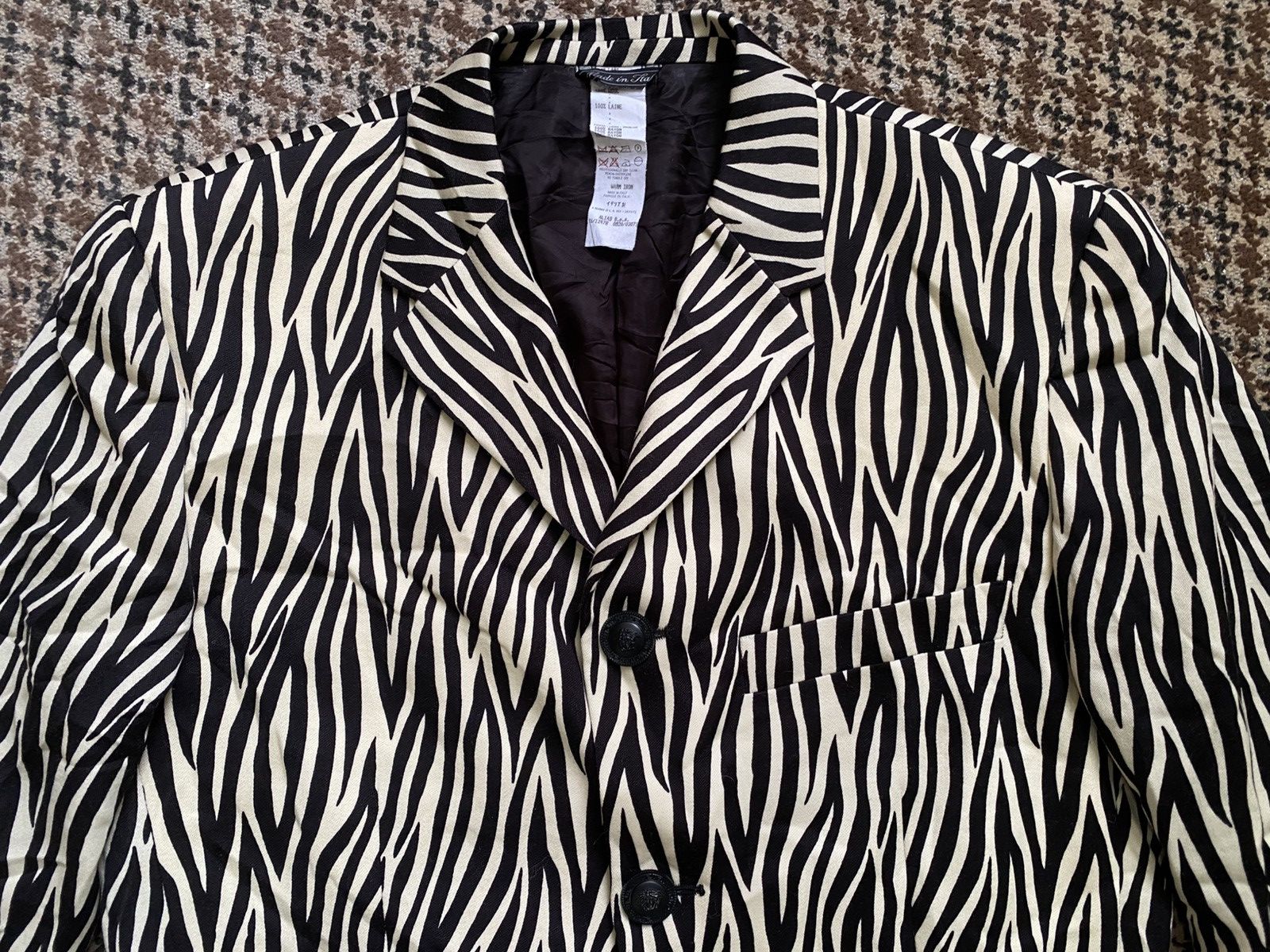 Versace Giani Versace Vintage Zebra Medusa Pure Wool Tailored Jacket Size 46S - 3 Thumbnail