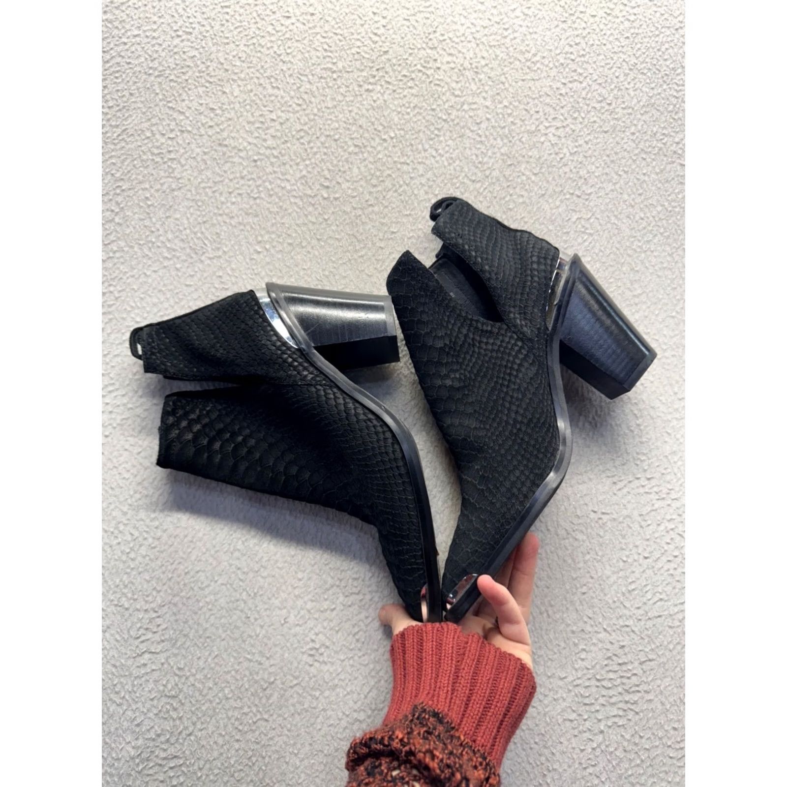 Jeffrey Campbell Jeffrey Campbell Black Snake Print Square Toe Ankle Boots With Block Heel Womens 8.5 Bootie Size US 9 / IT 39 - 6 Thumbnail