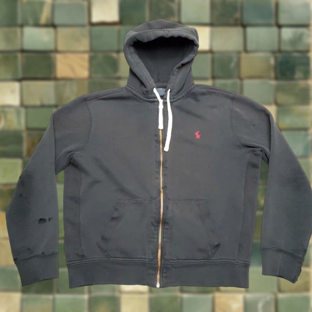 Polo Ralph Lauren Polo Ralph Lauren Hoodie Mens XL Black Full Zip Red Pony Logo Distressed Size US XL / EU 56 / 4 - 1 Thumbnail