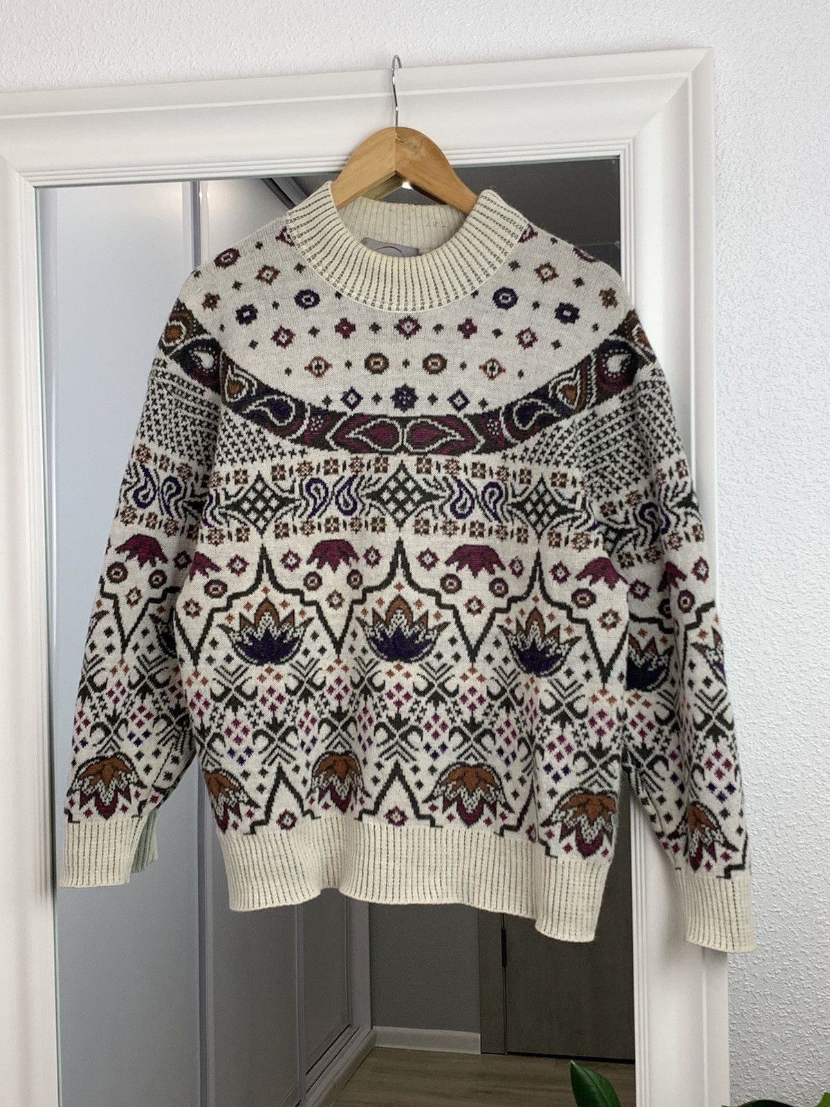 Bogner Bogner Native Pattern Turtleneck Mohair Wool Art Sweater Size XXL / US 16-18 / IT 52-54 - 2 Thumbnail