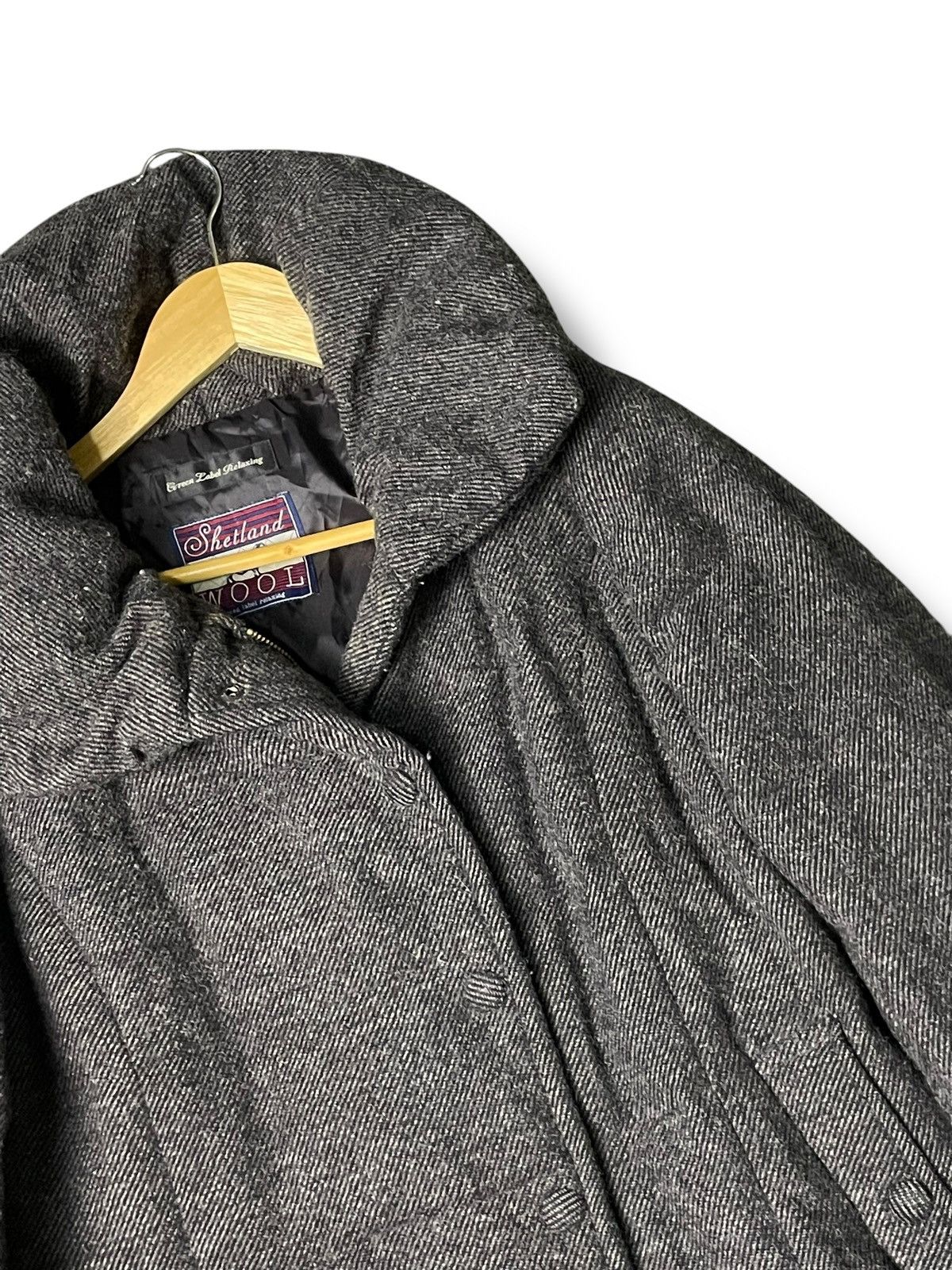 Japanese Brand × Vintage Green Label Relaxing Shetland Wool Long Coat (86) Size US XXS / EU 40 - 2 Thumbnail