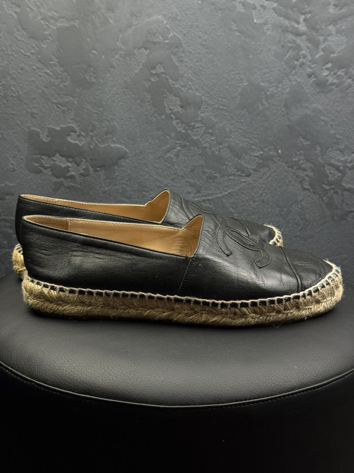 Chanel Vintage Chanel Espadrilles Slip-ons Coco Mark Black Leather Size US 8 / IT 38 - 6 Thumbnail