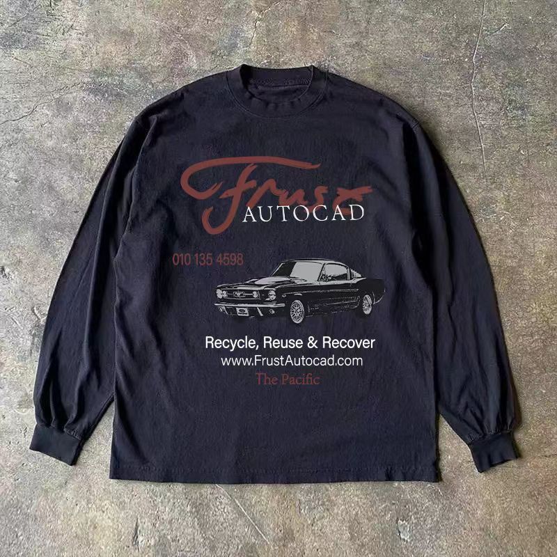 Japanese Brand × Vintage Black casual retro classic car print long sleeve tee Size US L / EU 52-54 / 3 - 1 Thumbnail