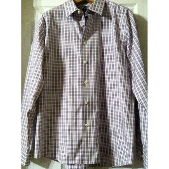 Egara EGARA MENS PURPLE 100%COTTON PLAID CASUAL SHIRT SIZE: XL Size US XL / EU 56 / 4 - 3 Thumbnail