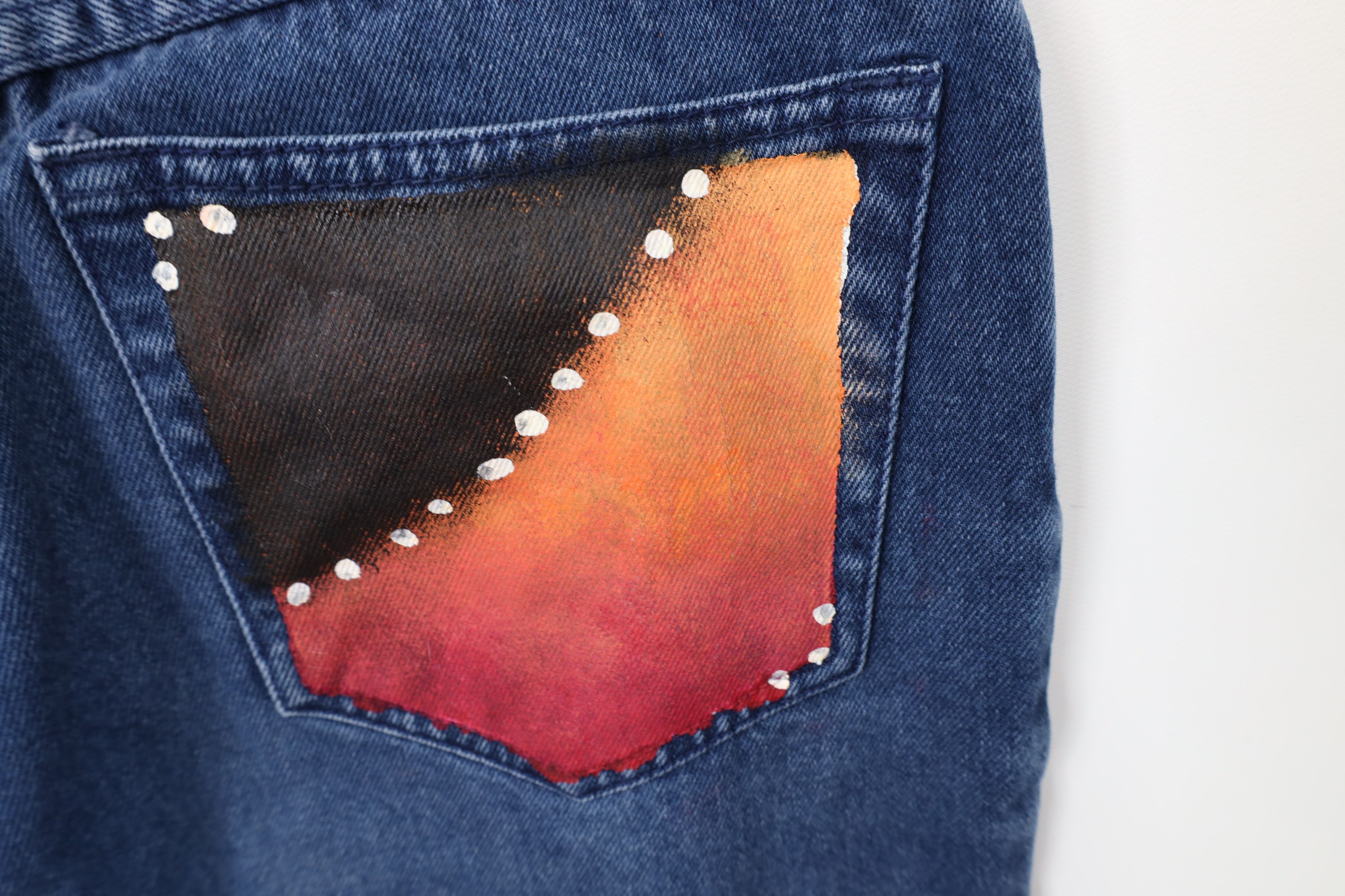 Vintage Vintage 90s Streetwear Hand Painted Cherry Tapered Leg Jeans Size 28" / US 6 / IT 42 - 14 Thumbnail