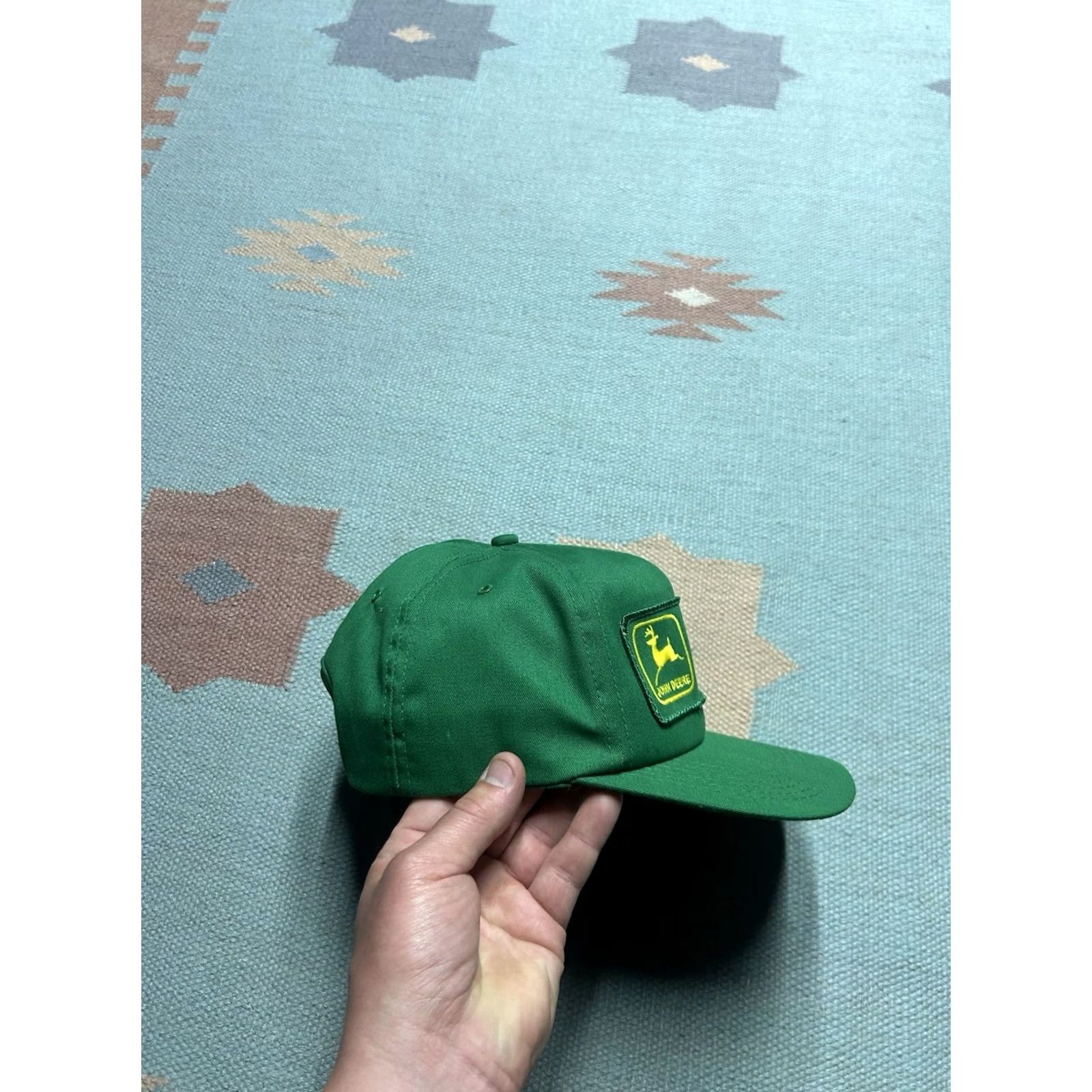 John Deere VINTAGE John Deere Snapback Hat Cap Michigan Patch Made in USA Green Adjustable Men USA Farm Hat Size ONE SIZE - 8 Thumbnail