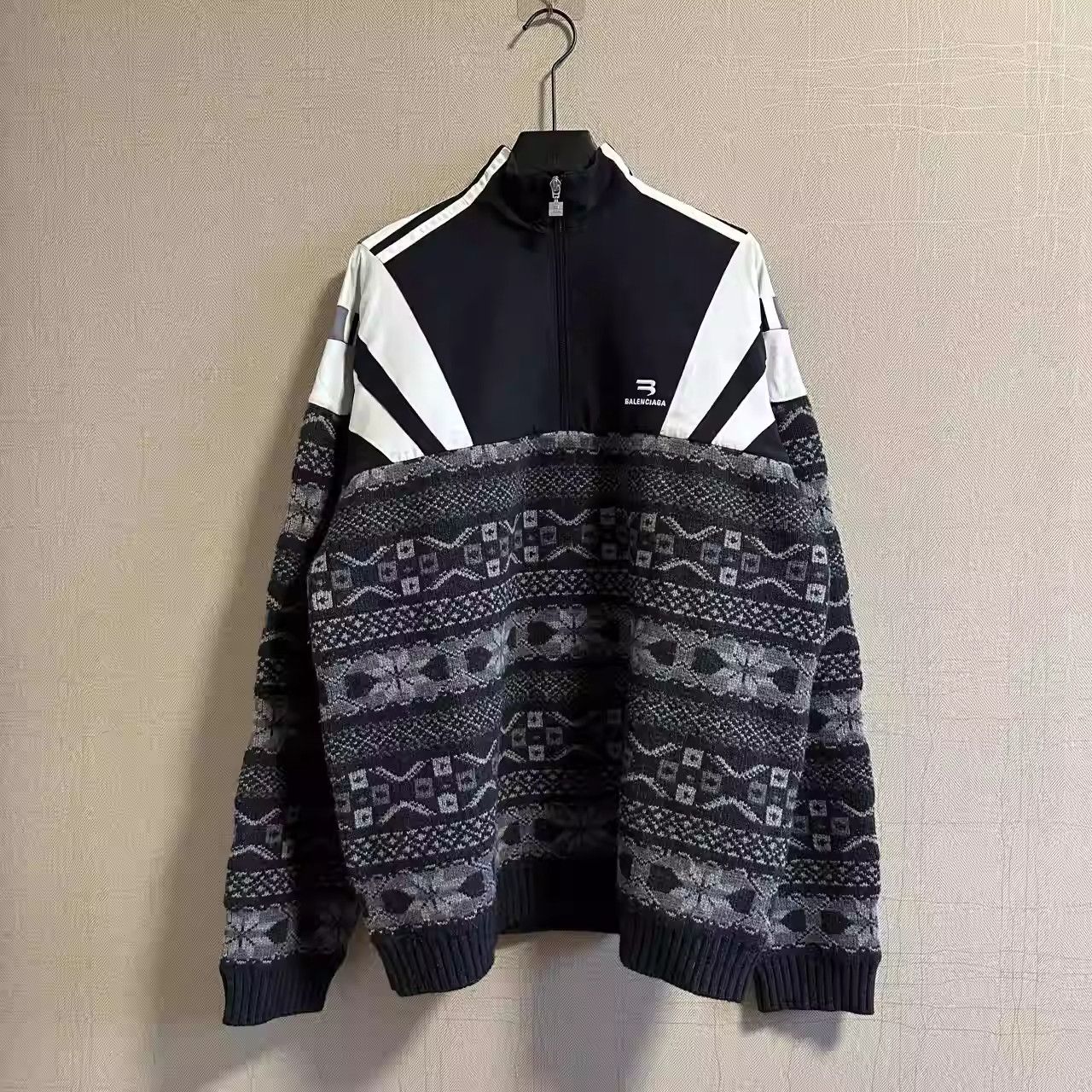 Balenciaga Sporty B Embroidered Logo Nylon Sweater