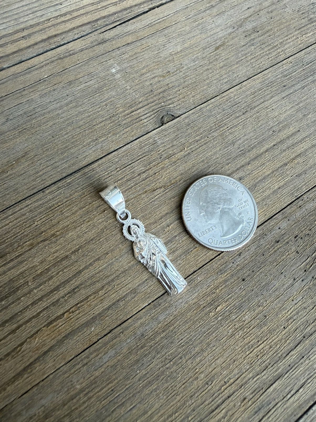 Sterling Silver San Judas micro silver pendant Size ONE SIZE - 2 Thumbnail