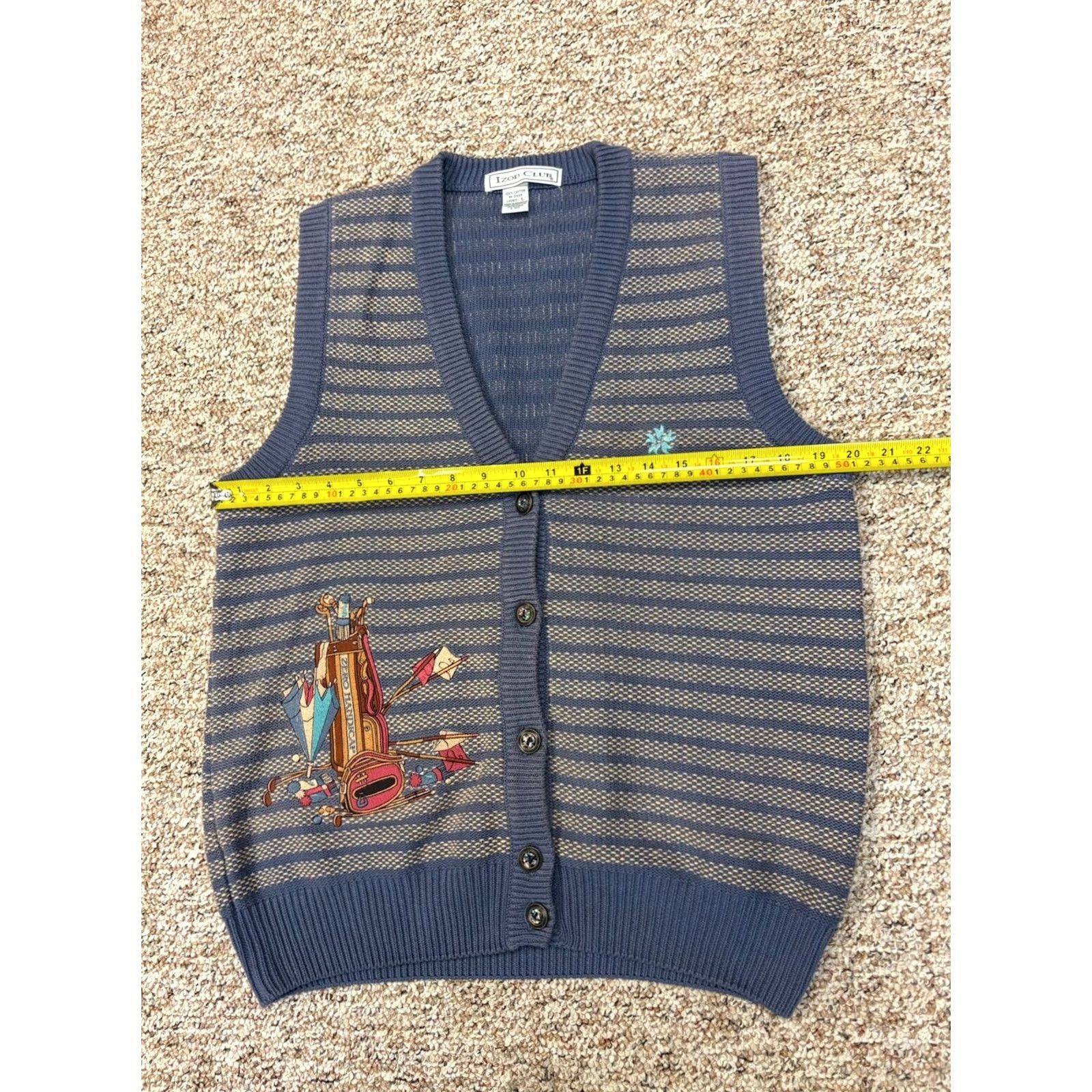 Izod VINTAGE IZOD Ladies Golf Sweater Vest L Blue 100% Cotton Embroidered Preppy 90s 80s Poipu Bay Zero Handicap V-Neck Sleeveless Woman Vest Ladies Size L / US 10 / IT 46 - 7 Thumbnail
