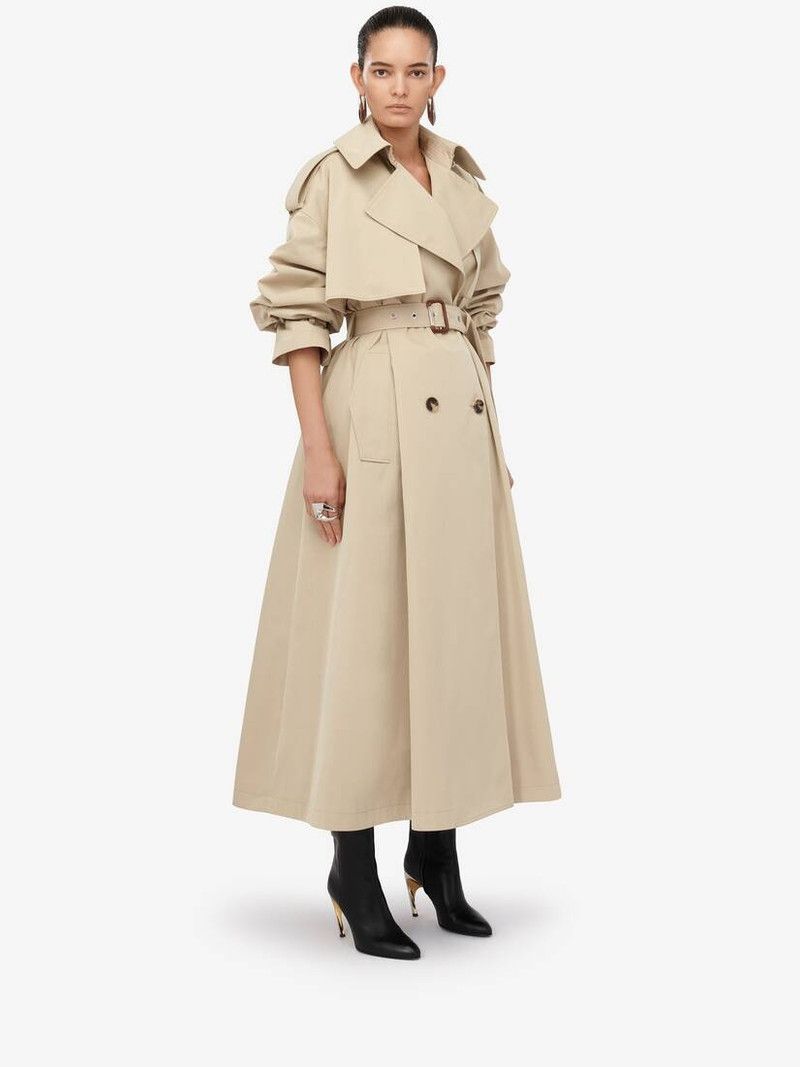 Alexander McQueen o1srvl11e0226 Military Trench Coat In Pale Beige Size L / US 10 / IT 46 - 3 Thumbnail