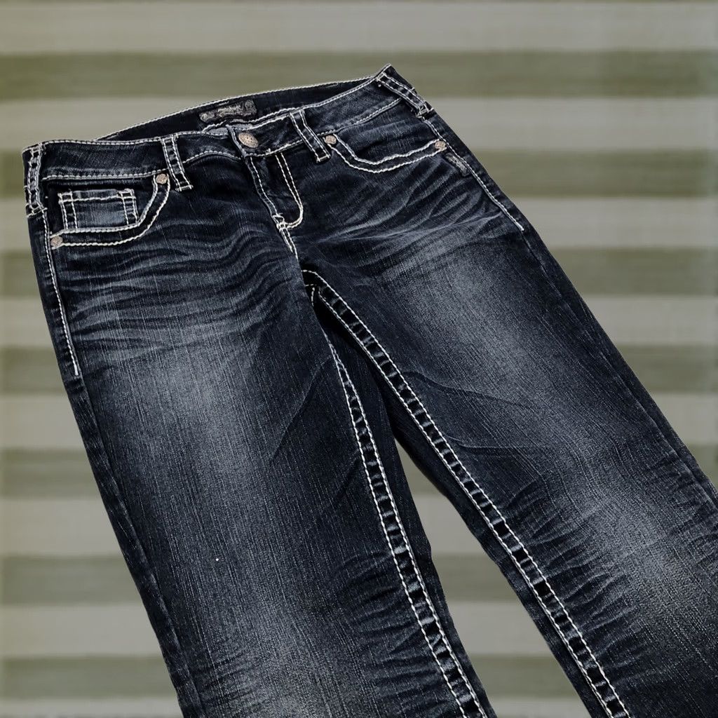 Silver Jeans Co. Silver Jeans Aiko Bootcut Jeans Womens 32x28 Denim Dark Stretch 5-Pocket Button Zip Haw 90s Cowboy Hipster Logo Modern Size 24" / US 00 / IT 34 - 1 Thumbnail