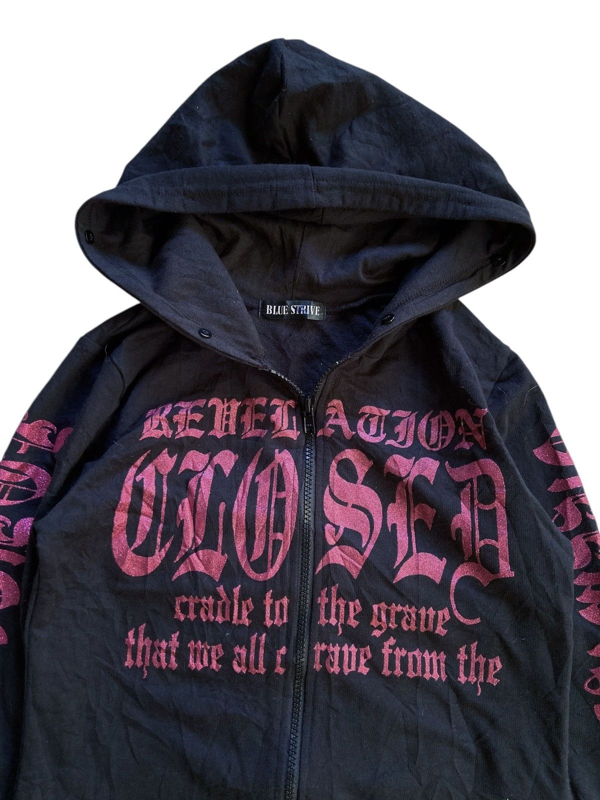 Japanese Brand BLUE STRIVE GOTHIC STYLE ZIP HOODIE Size US S / EU 44-46 / 1 - 3 Thumbnail