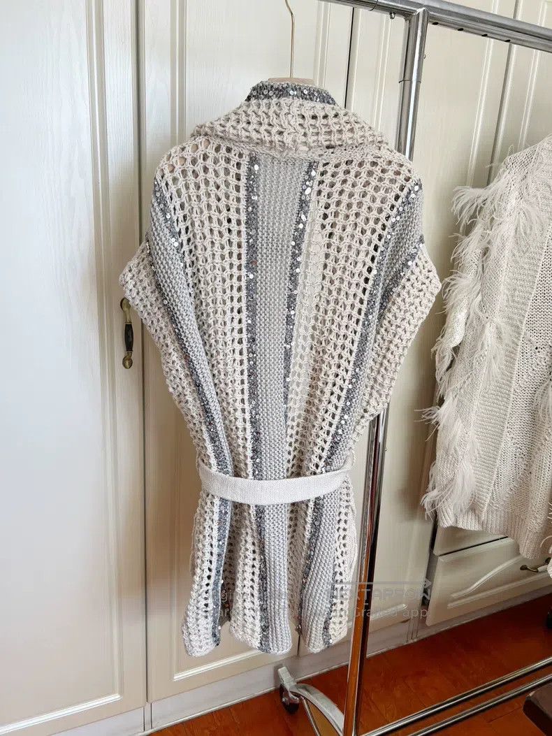 Brunello Cucinelli Brunello Cucinelli Glitter Colorblock Knit Vest Size M / US 6-8 / IT 42-44 - 3 Thumbnail