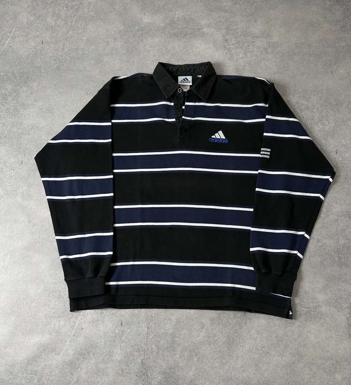Adidas Vintage Adidas Striped rugby jersey mens black/blue Size US L / EU 52-54 / 3 - 2 Thumbnail