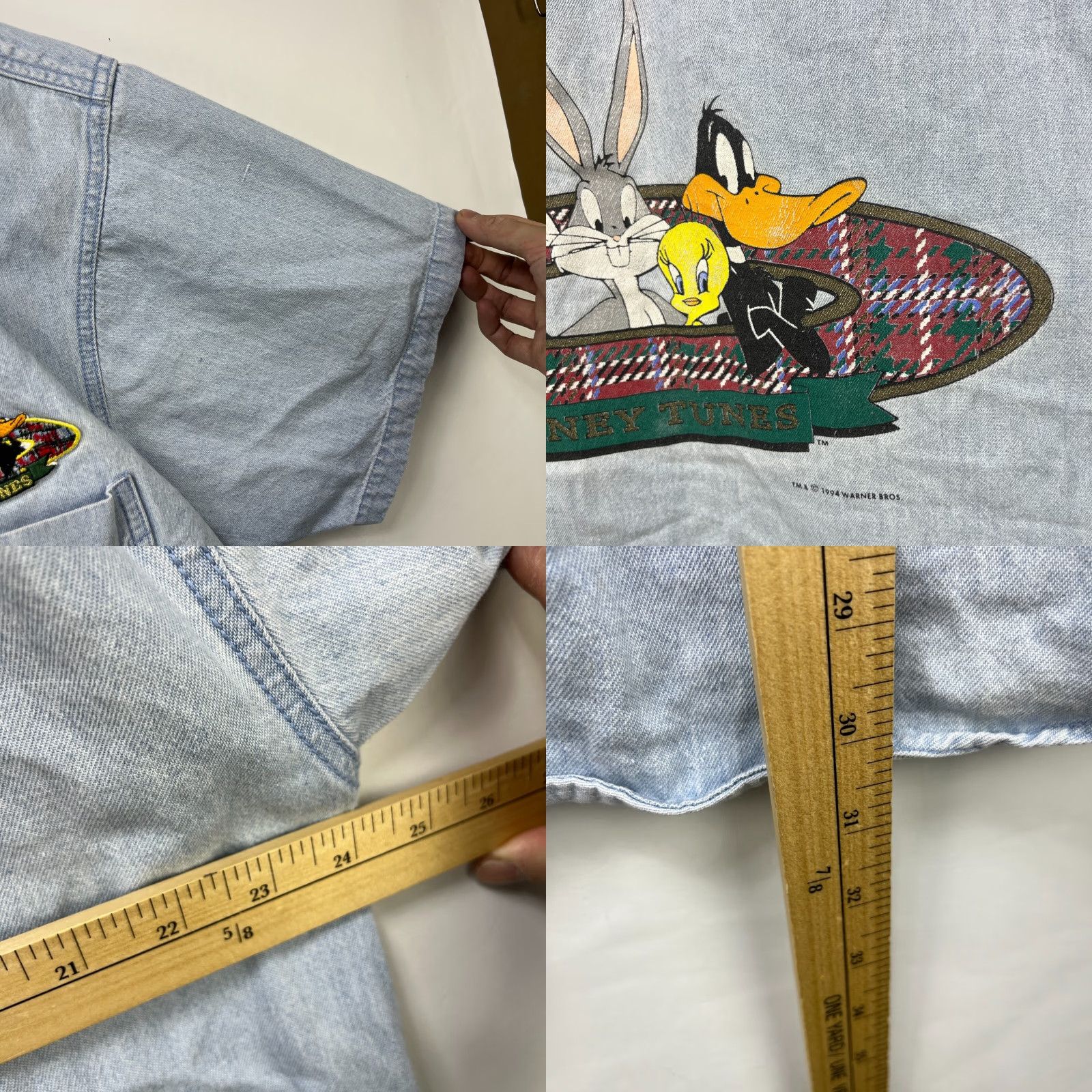 Vintage VINTAGE Looney Tunes Baseball Shirt Jersey XL Men Blue 90s T-Shirt Deco Denim Size US XL / EU 56 / 4 - 8 Thumbnail