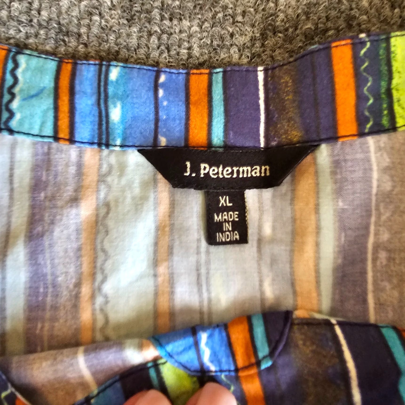 Vintage J. Peterman Top Tunic Womens XL Blue Striped 3/4 Sleeve Round Neck Casual Career Blouse Size XL / US 12-14 / IT 48-50 - 4 Thumbnail