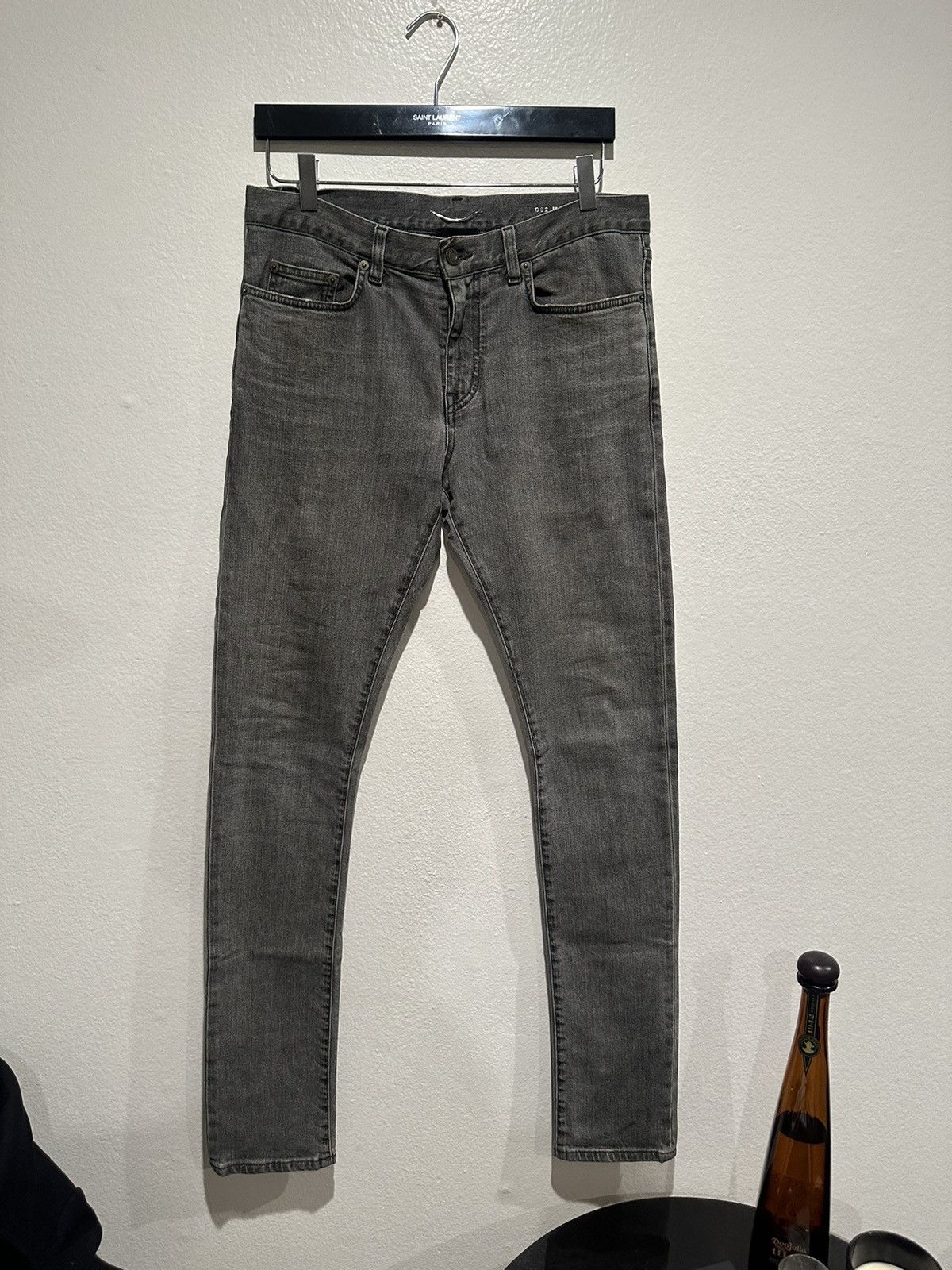 image of Hedi Slimane x Saint Laurent Paris Fw14 Faded Gray D02 Denim Jeans in Grey, Men's (Size 32)