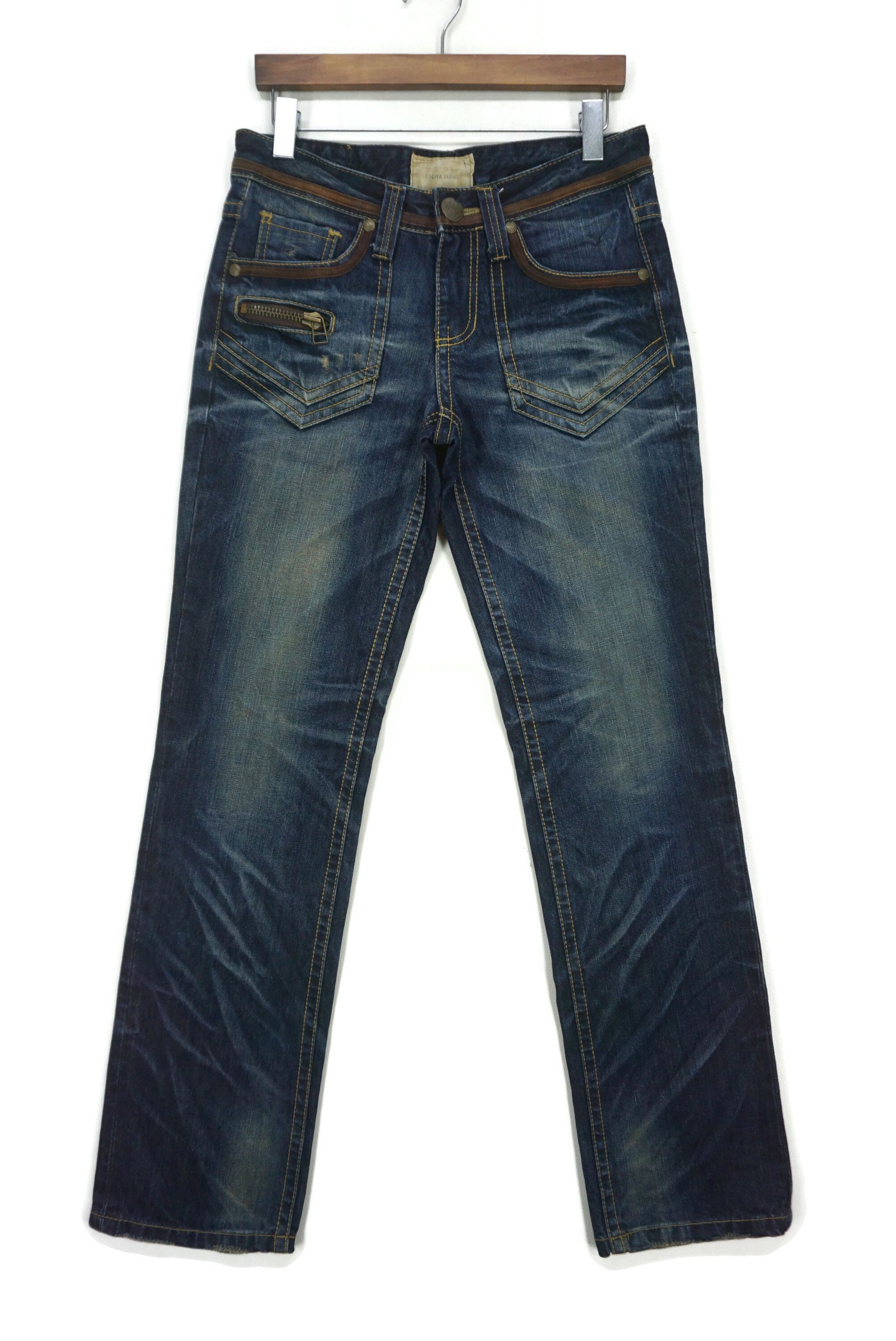 Japanese Brand LOLITA Jeans Size 29 fit W32xL33.5 Multi Zipper Baker Denim Size 29" - 2 Thumbnail