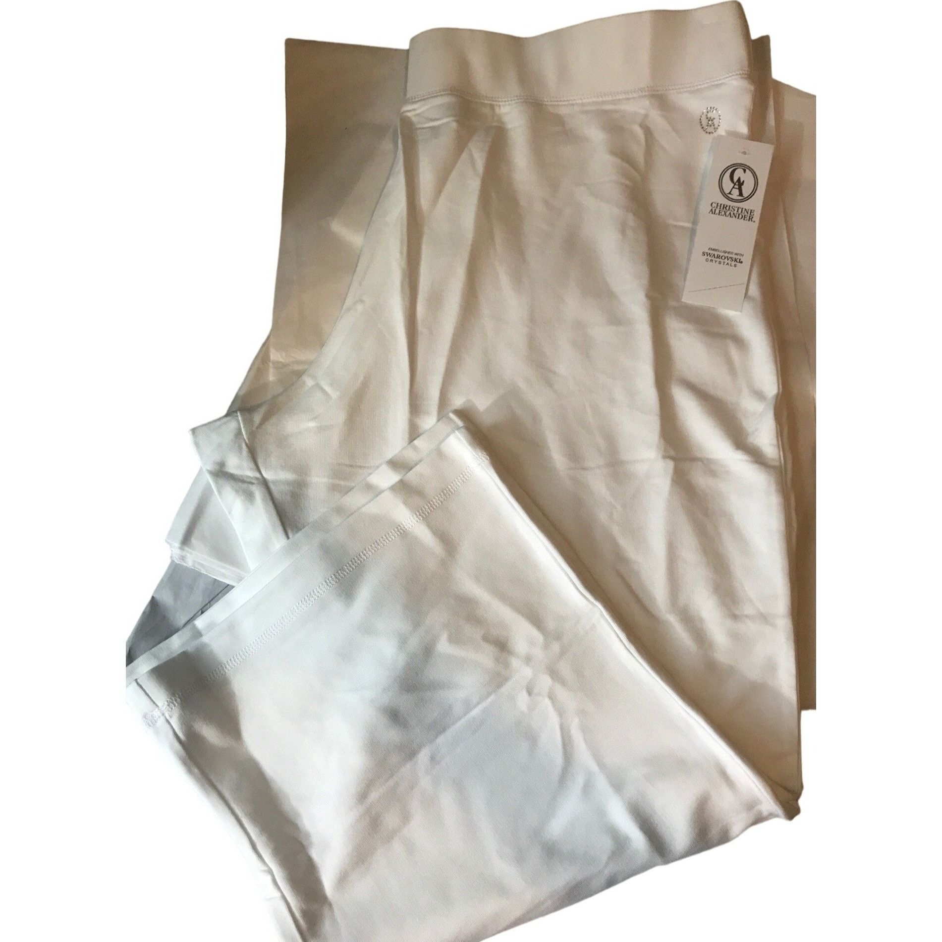 Designer Christine Alexander XXL Large White Cotton Capri Pant Sweats Size 42" / US 20 - 2 Thumbnail