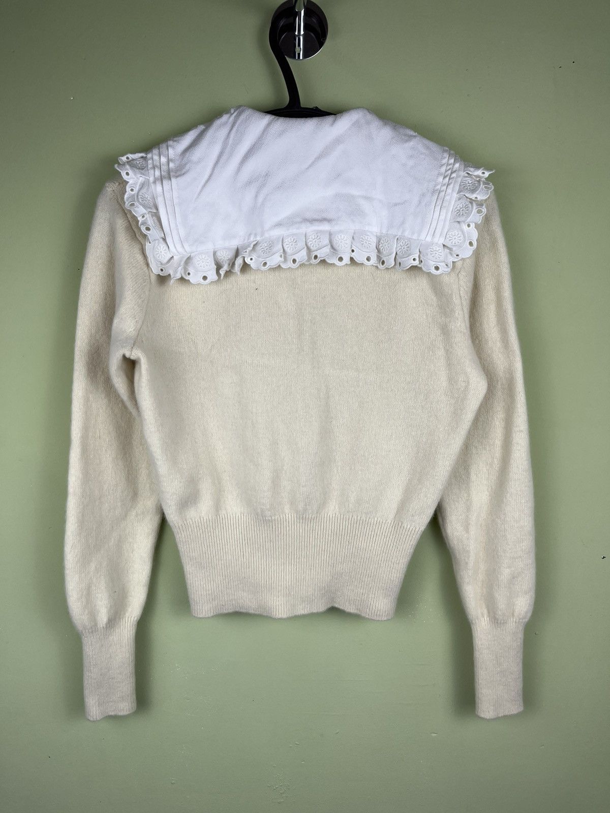 Sandro Sandro Vanilla Cropped sweater with embroidered collar Size S / US 4 / IT 40 - 3 Thumbnail