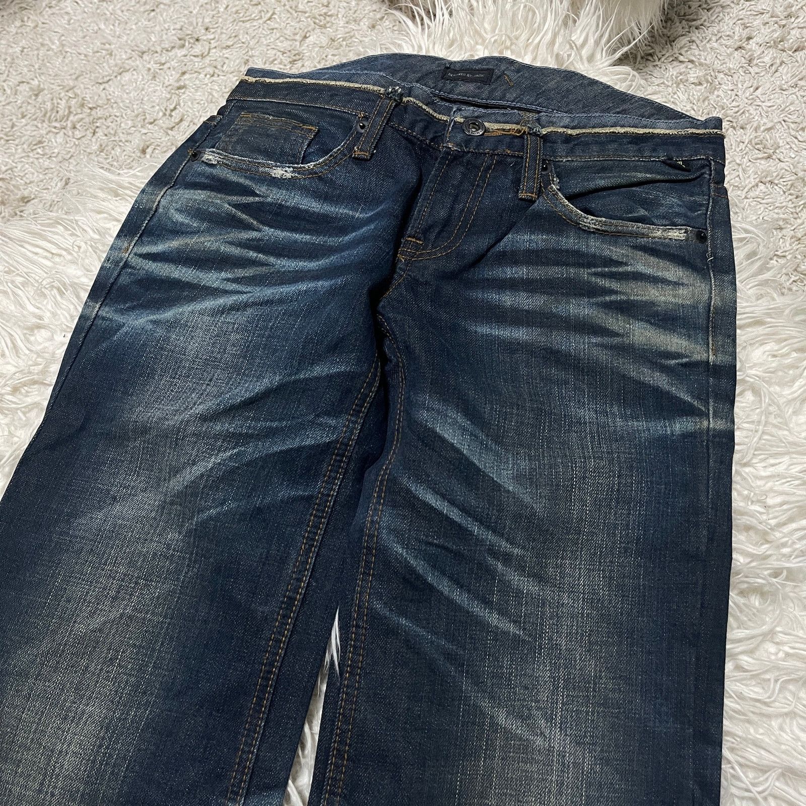 14th Addiction Vintage Japanese Brand Faded Wash Low-rise Denim Jeans Blue Size 29" - 8 Thumbnail