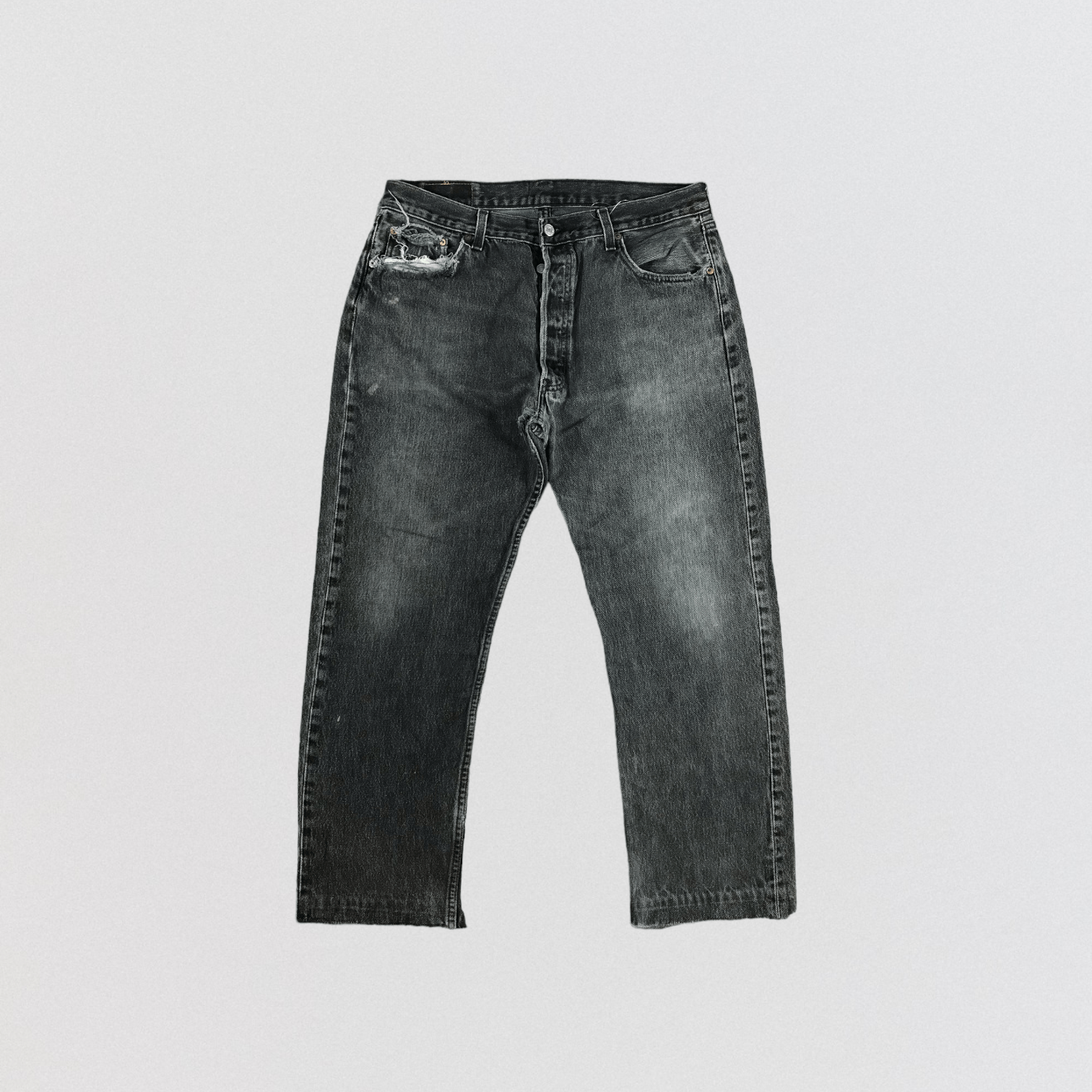 image of 90's Distress Levis 501 Jeans-Jm2102 in Black, Men's (Size 35)