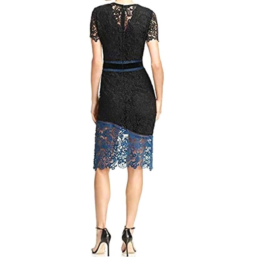 Laundry by Shelli Segal Laundry by Shelli Segal Dress Women's Sz 8 Black/Blue Color Blocked Venise Lace Size M / US 6-8 / IT 42-44 - 4 Thumbnail