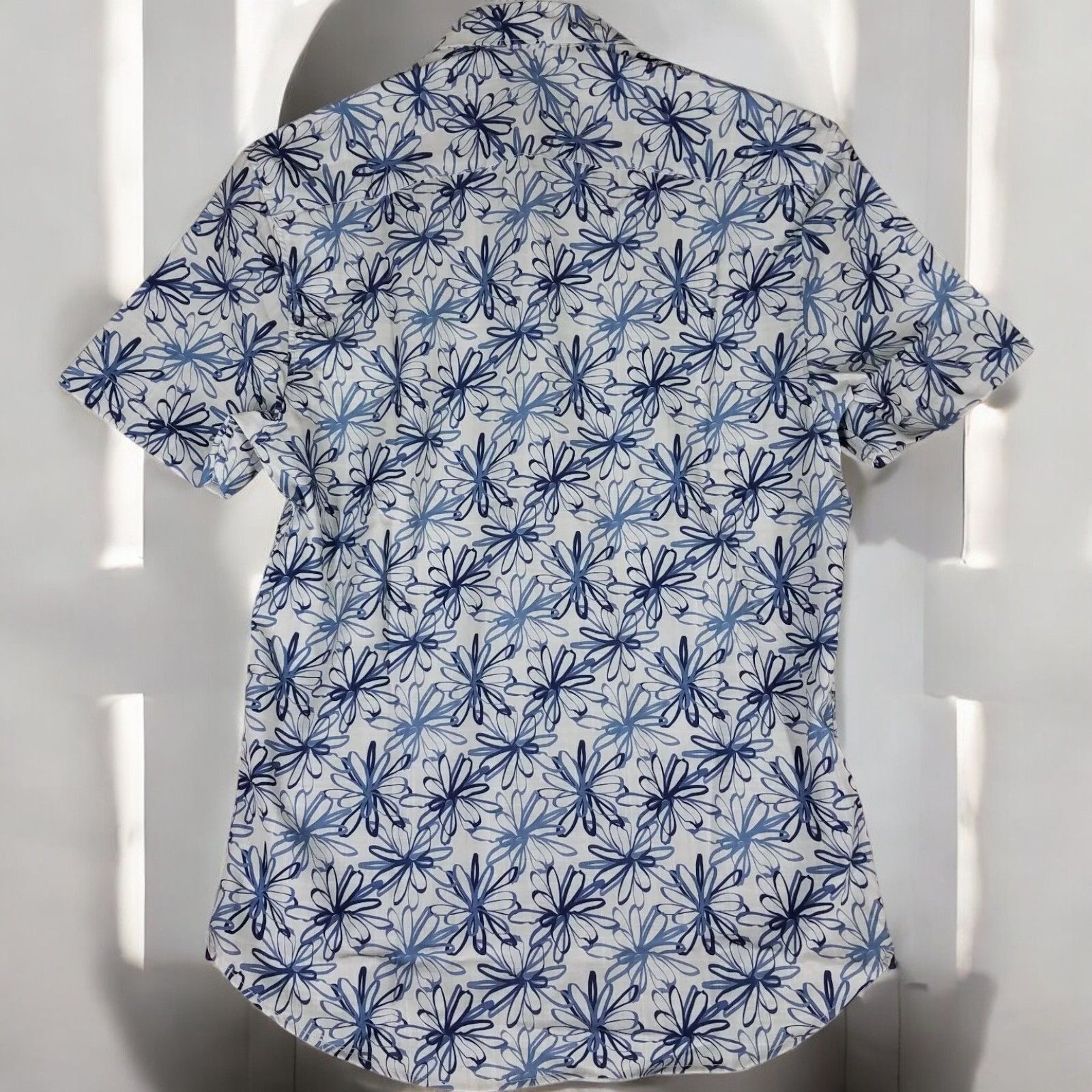 Designer Con.Struct Mens Slim Fit Blue Stretch Floral Shirt Small Size US S / EU 44-46 / 1 - 10 Thumbnail