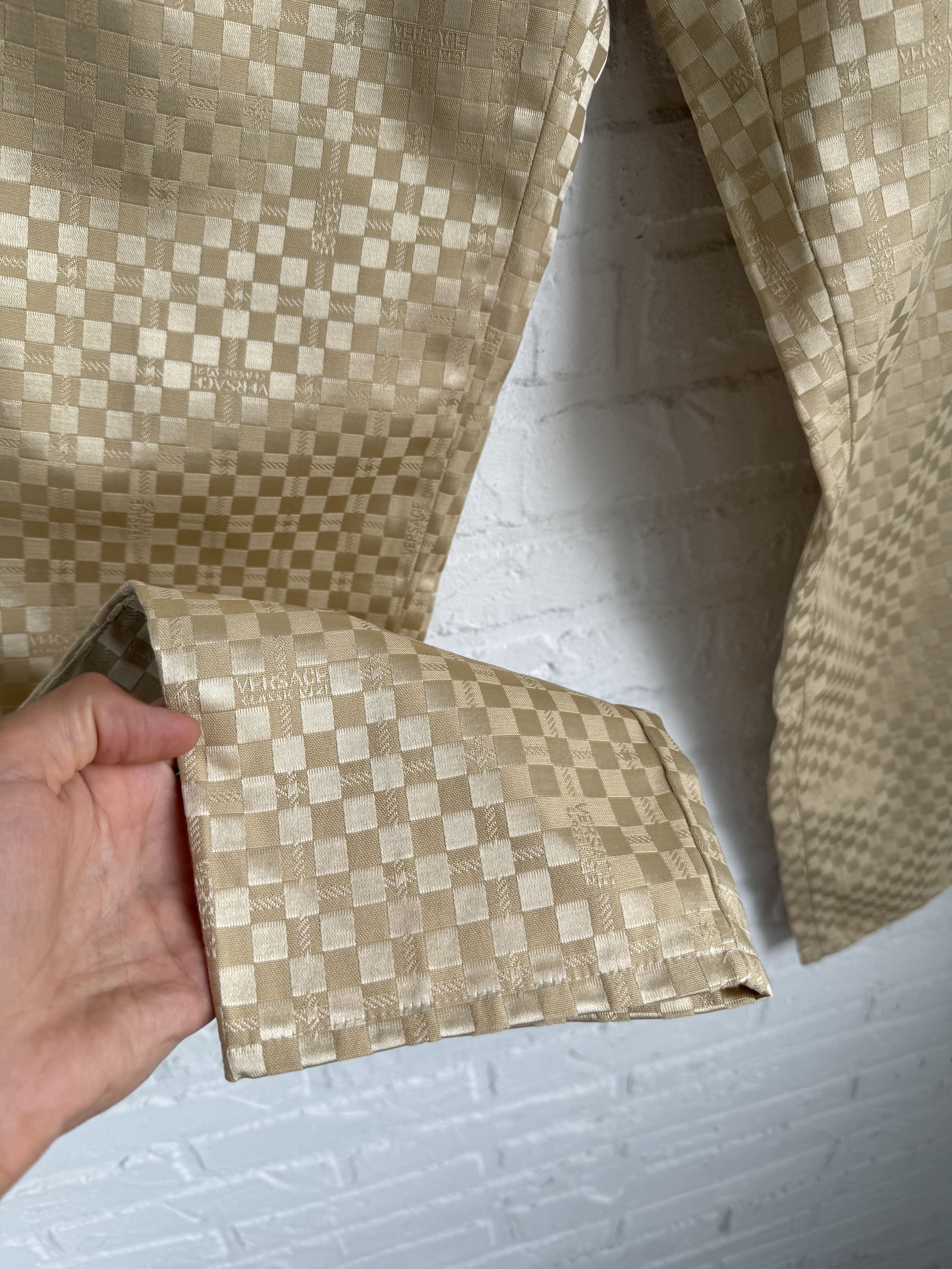 Versace Vintage Versace V2 Satin Checkerboard gold Pants Size US 32 / EU 48 - 6 Thumbnail