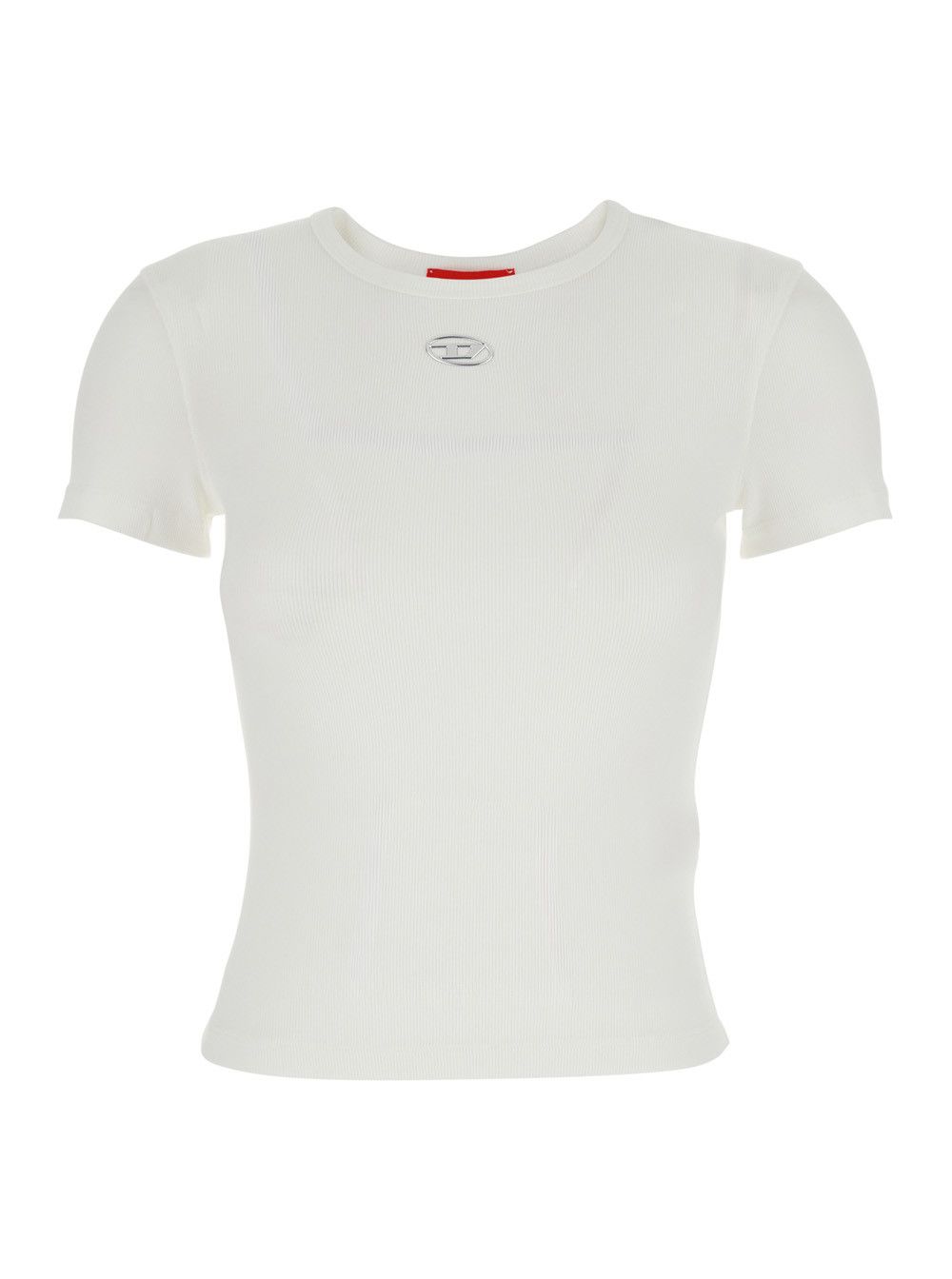 Diesel White T-shirt with DLogo on the Front in Women's Cotton Size L / US 10 / IT 46 - 1 Thumbnail