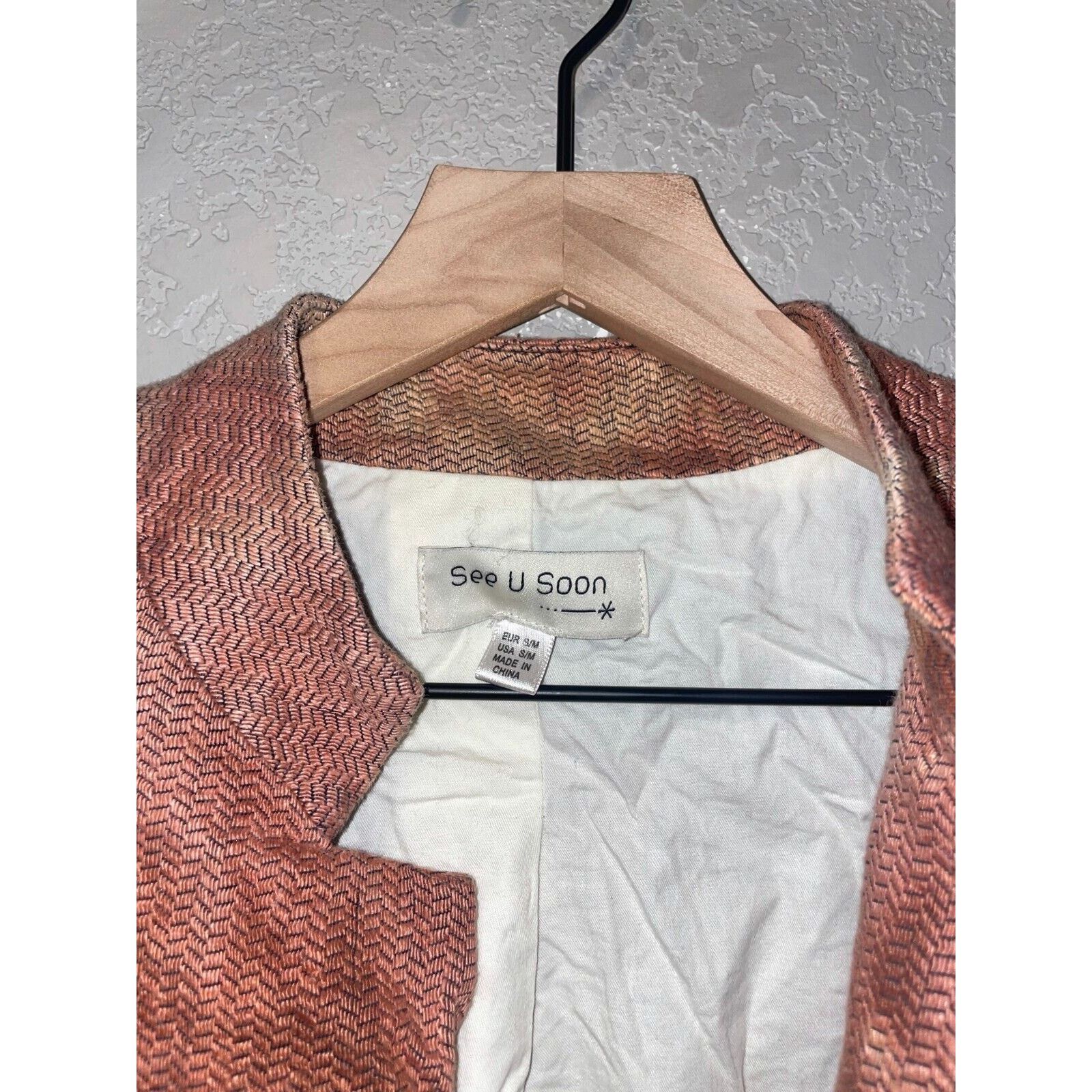 Vintage See U Soon Jacket Black Bleached Blazer Linen Poly M Medium Size M / US 6-8 / IT 42-44 - 8 Thumbnail