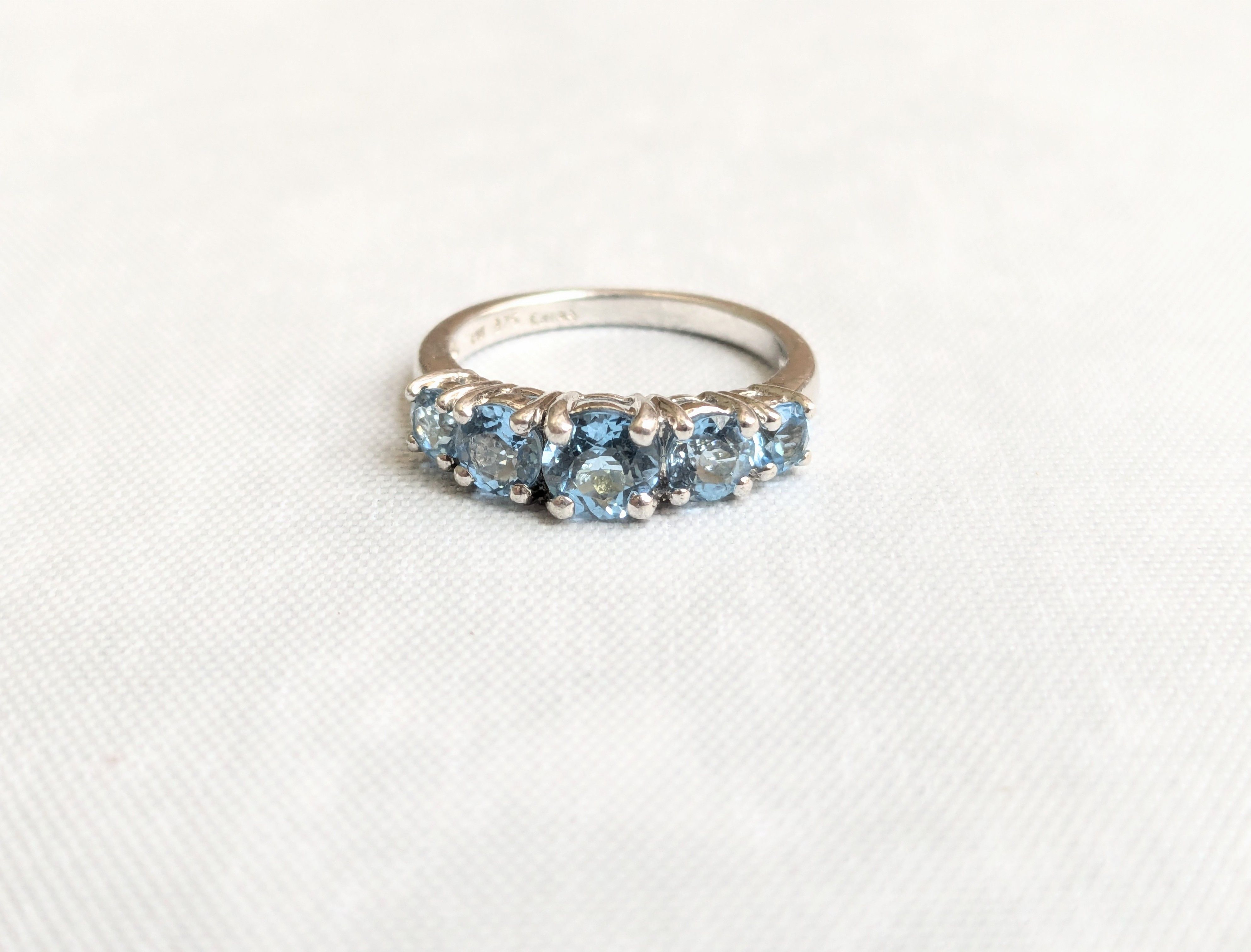 Jewelry Vintage Sterling Silver Ring Blue Topaz 6.75 Size ONE SIZE - 3 Thumbnail