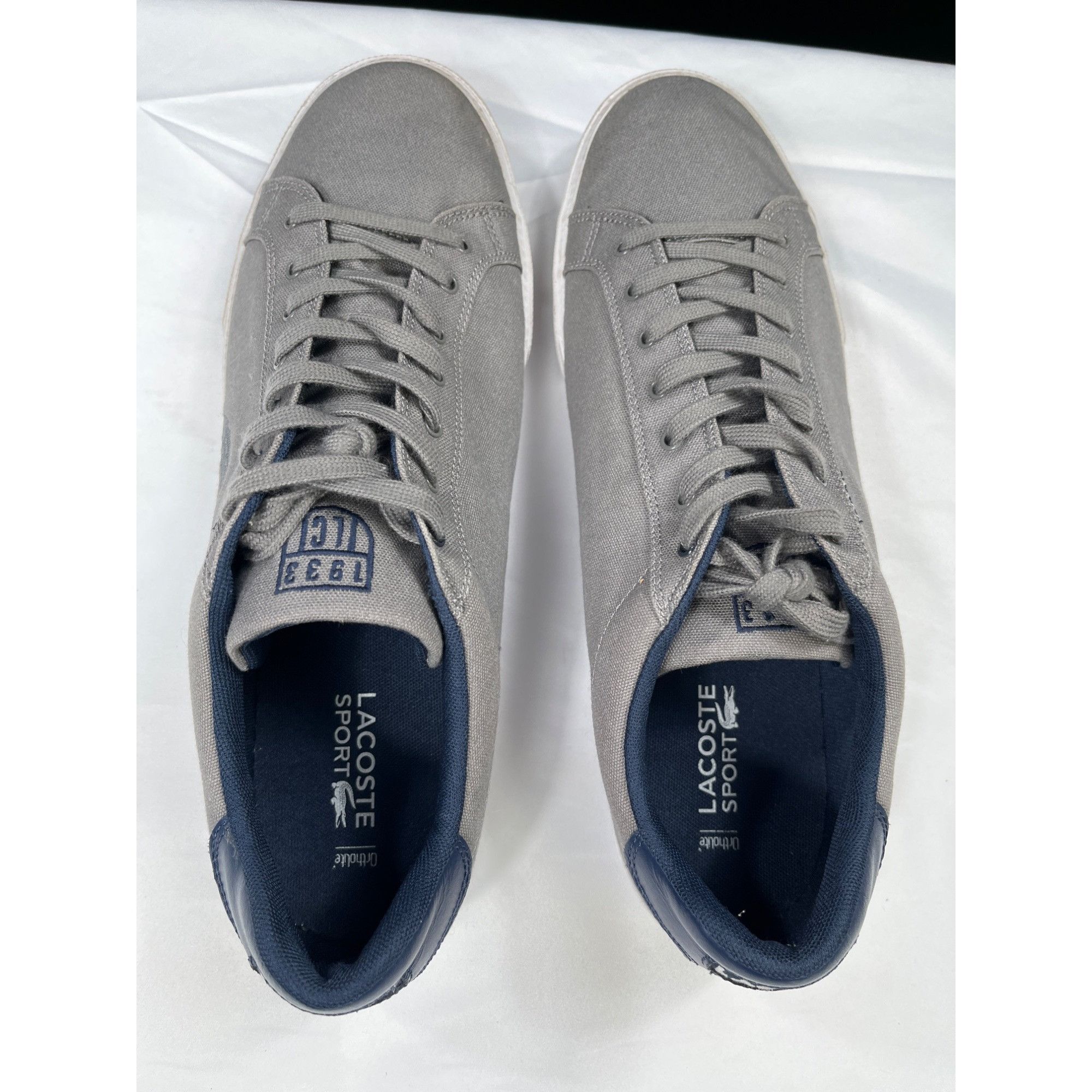 Lacoste Lacoste Mens Grey Canvas Sneakers Size 12 SKU 7449 Size US 12 / EU 45 - 6 Thumbnail