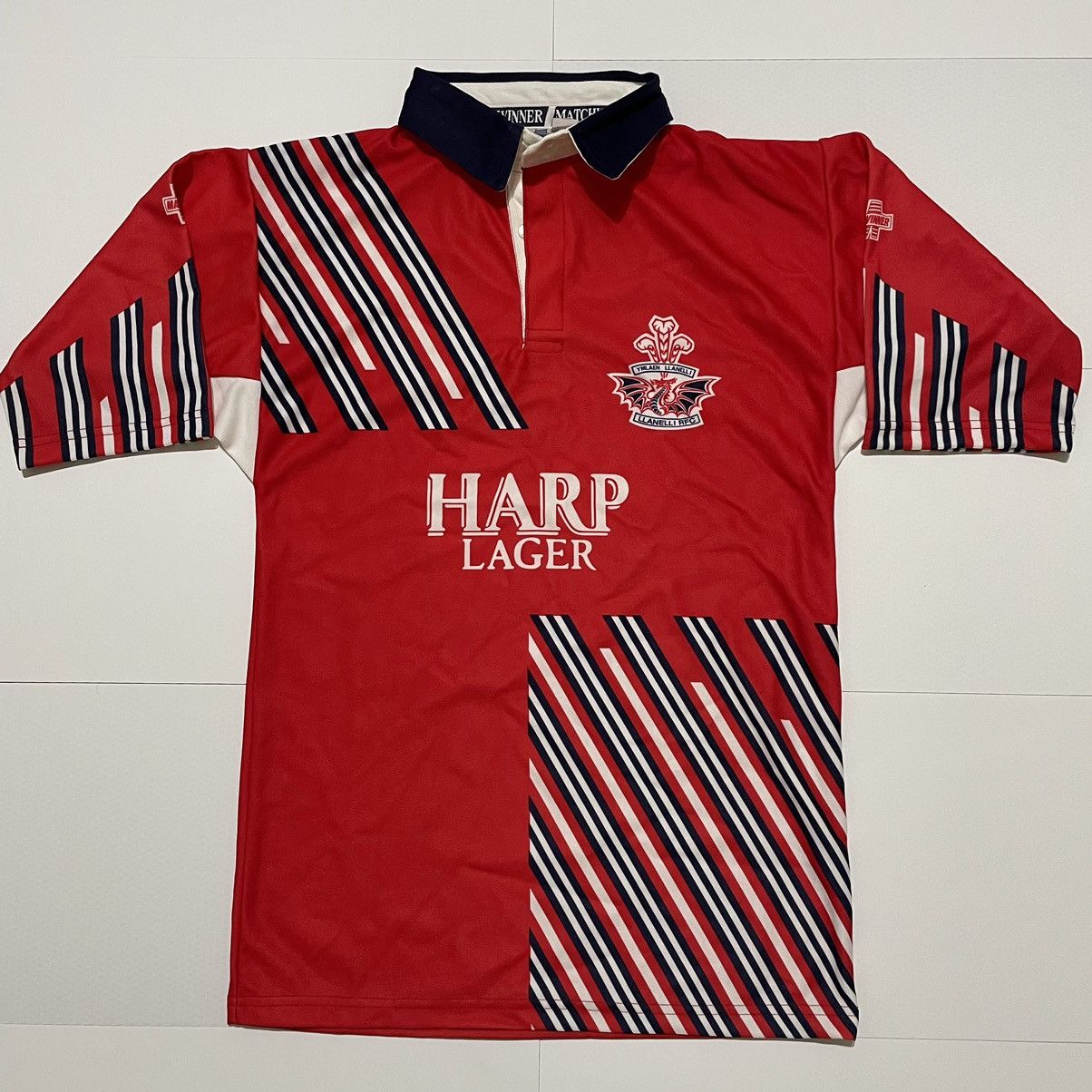 image of Vintage Matchwinner Llanelli Scarlets Rfc Rugby Shirt 1994/96 Jersey in Red, Men's (Size Small)