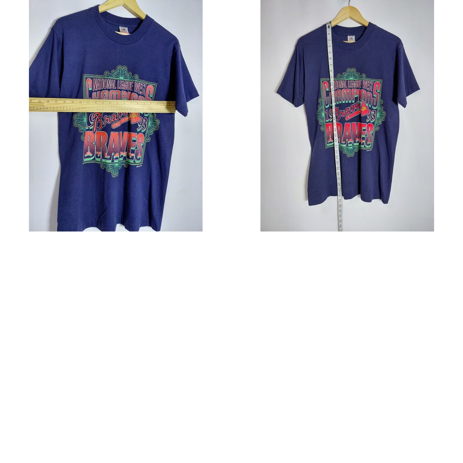 Fruit Of The Loom VINTAGE FRUIT OF THE LOOM Braves Champions T-Shirt Blue Graphic Size M Mens Size US M / EU 48-50 / 2 - 8 Thumbnail