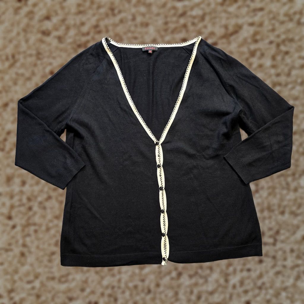 Escada Escada Cardigan Womens Size 40 Black Silk Cashmere Knit Capsule Basic Minimalist Cardigan Women Regular Knit XS? Size S / US 4 / IT 40 - 1 Thumbnail