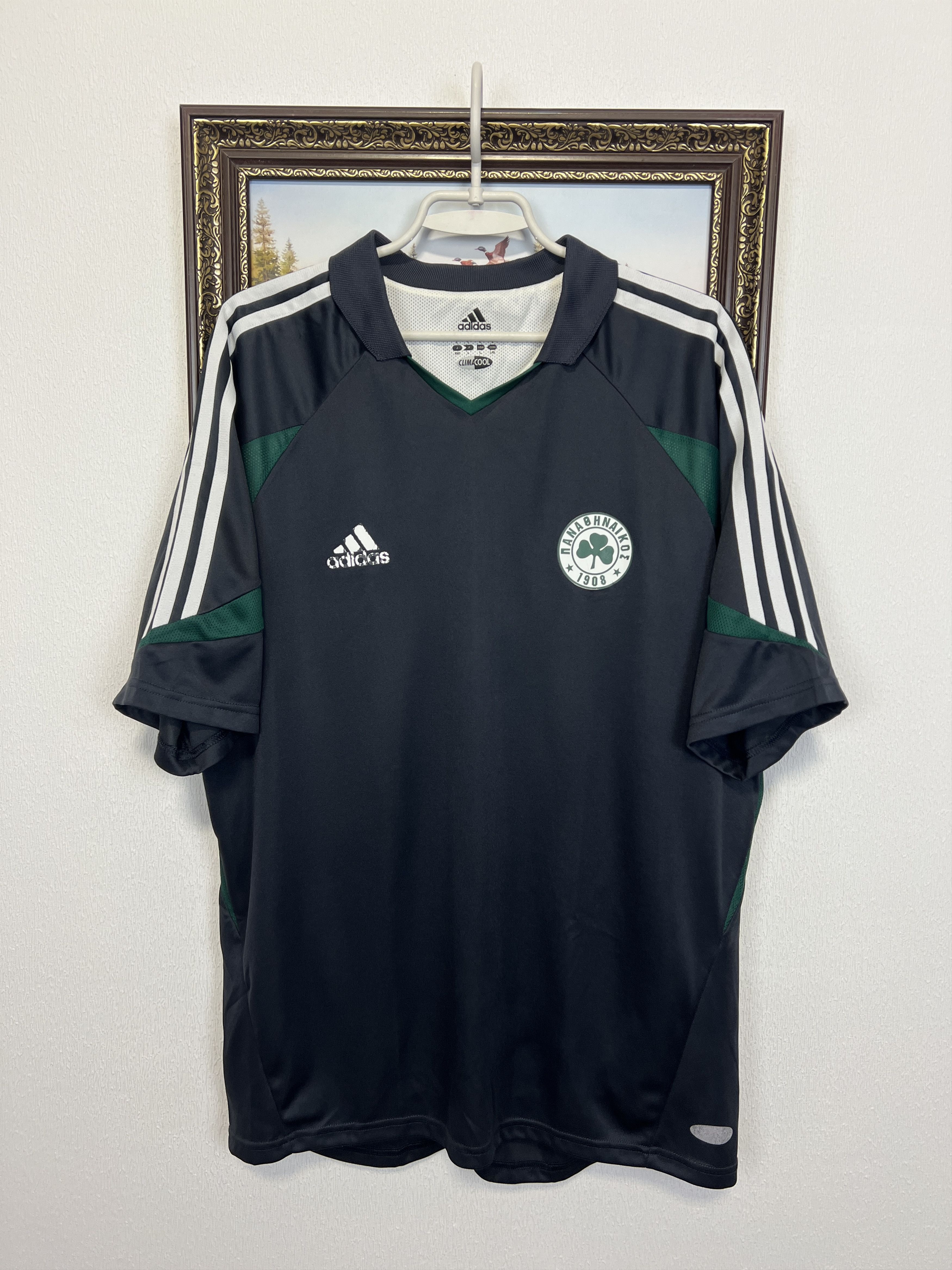 Adidas Panathinaikos Away football shirt Soccer Player Issue Jersey Size US L / EU 52-54 / 3 - 1 Thumbnail
