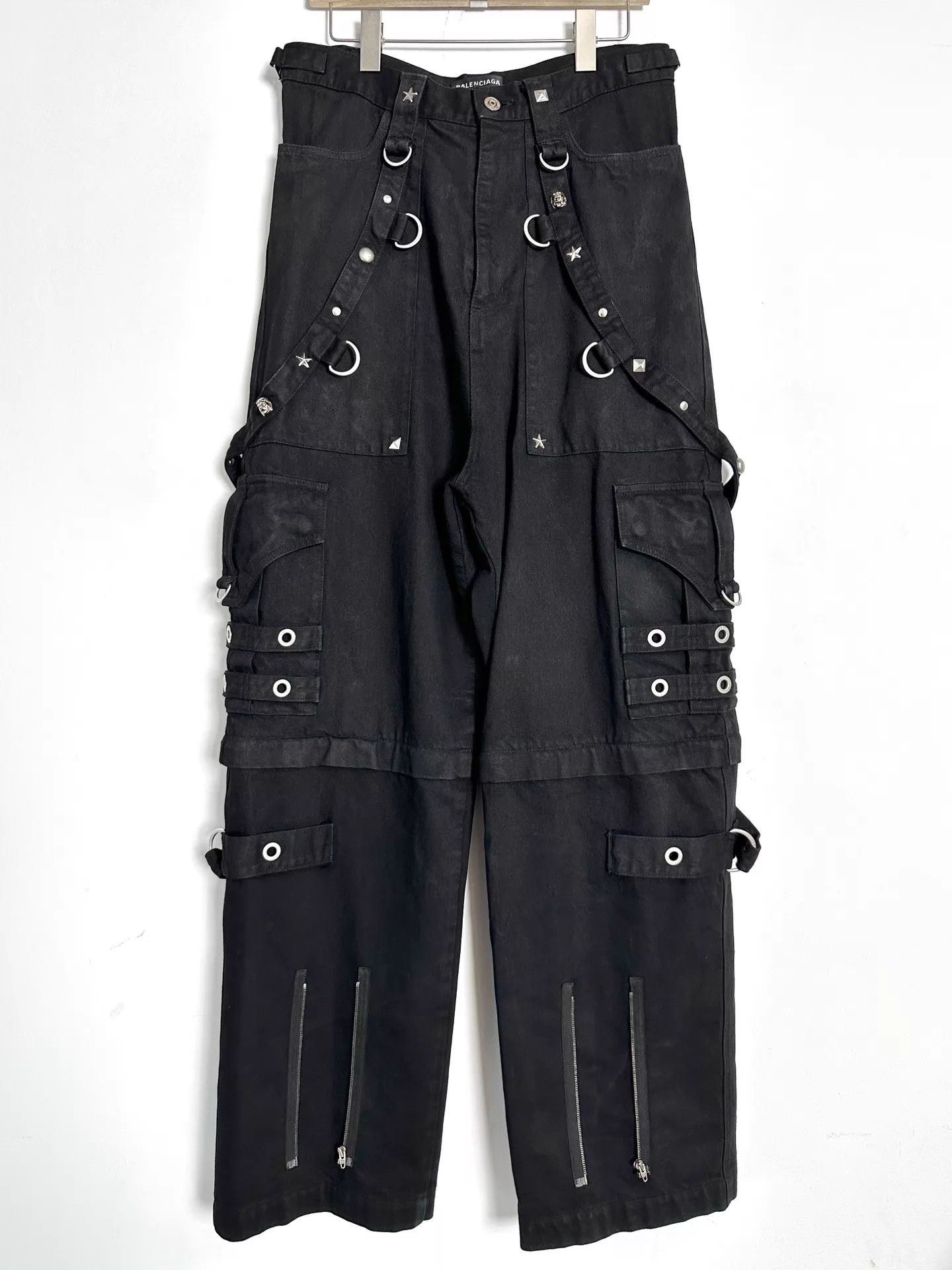 Balenciaga Balenciaga 22SS Runway Rivet Zip Raver Black Jeans Size US 28 / EU 44 - 1 Thumbnail