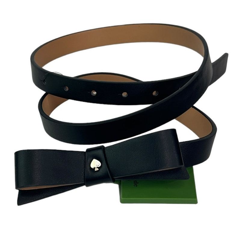 Kate Spade Kate Spade Black Bow with Gold Spade Leather Belt in Medium Size ONE SIZE - 5 Thumbnail