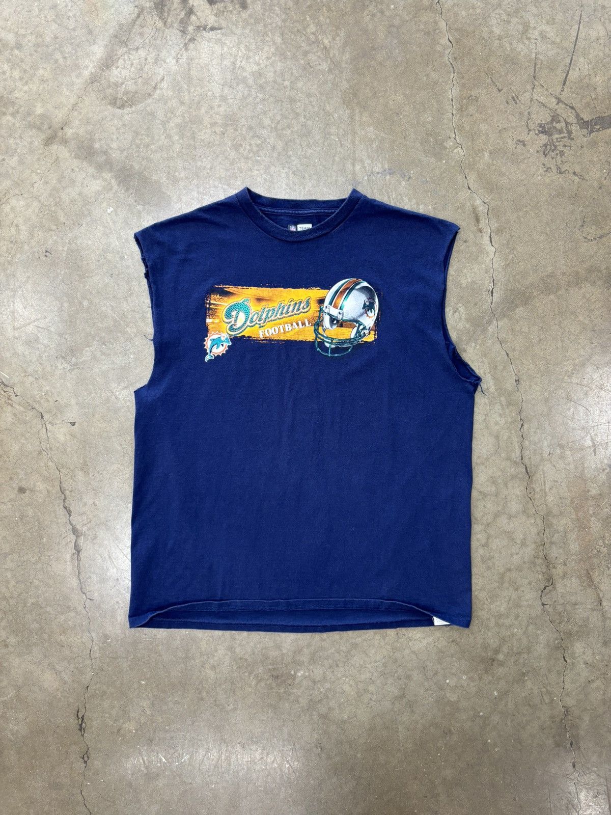 NFL × Vintage Vintage Miami Dolphins Cut Sleeve NFL Tee Size US XL / EU 56 / 4 - 2 Thumbnail