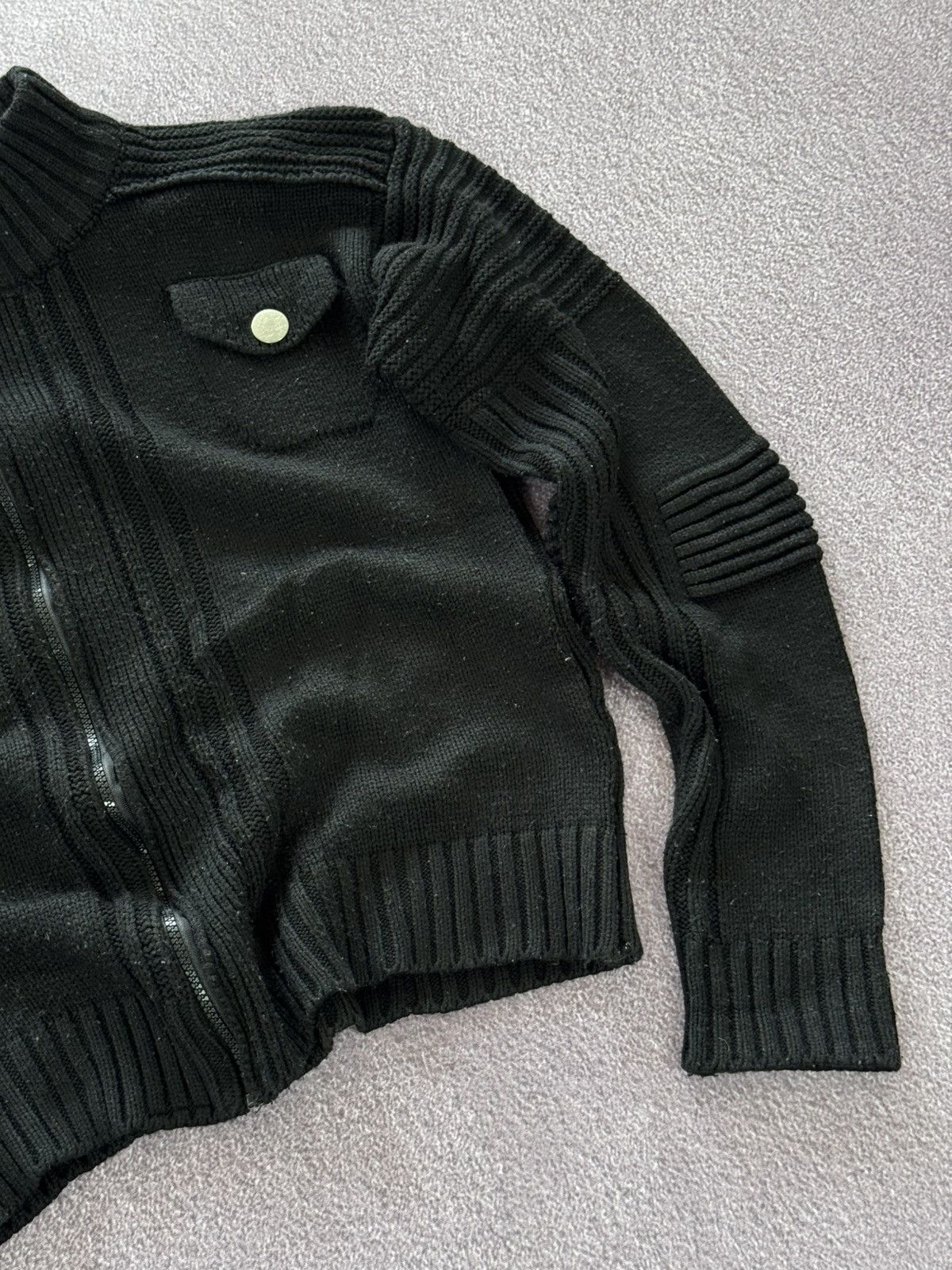 Japanese Brand 00’s Aesthetic Y2K Asymmetrical Zip Ribbed Sweater Size L / US 10 / IT 46 - 6 Thumbnail