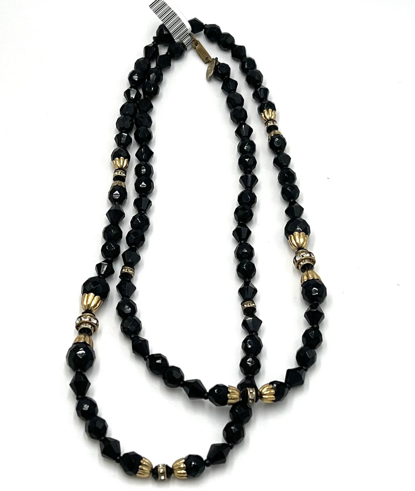 Other Vintage Miriam Haskell Black Glass & Rhinestone Necklace Size ONE SIZE - 2 Thumbnail